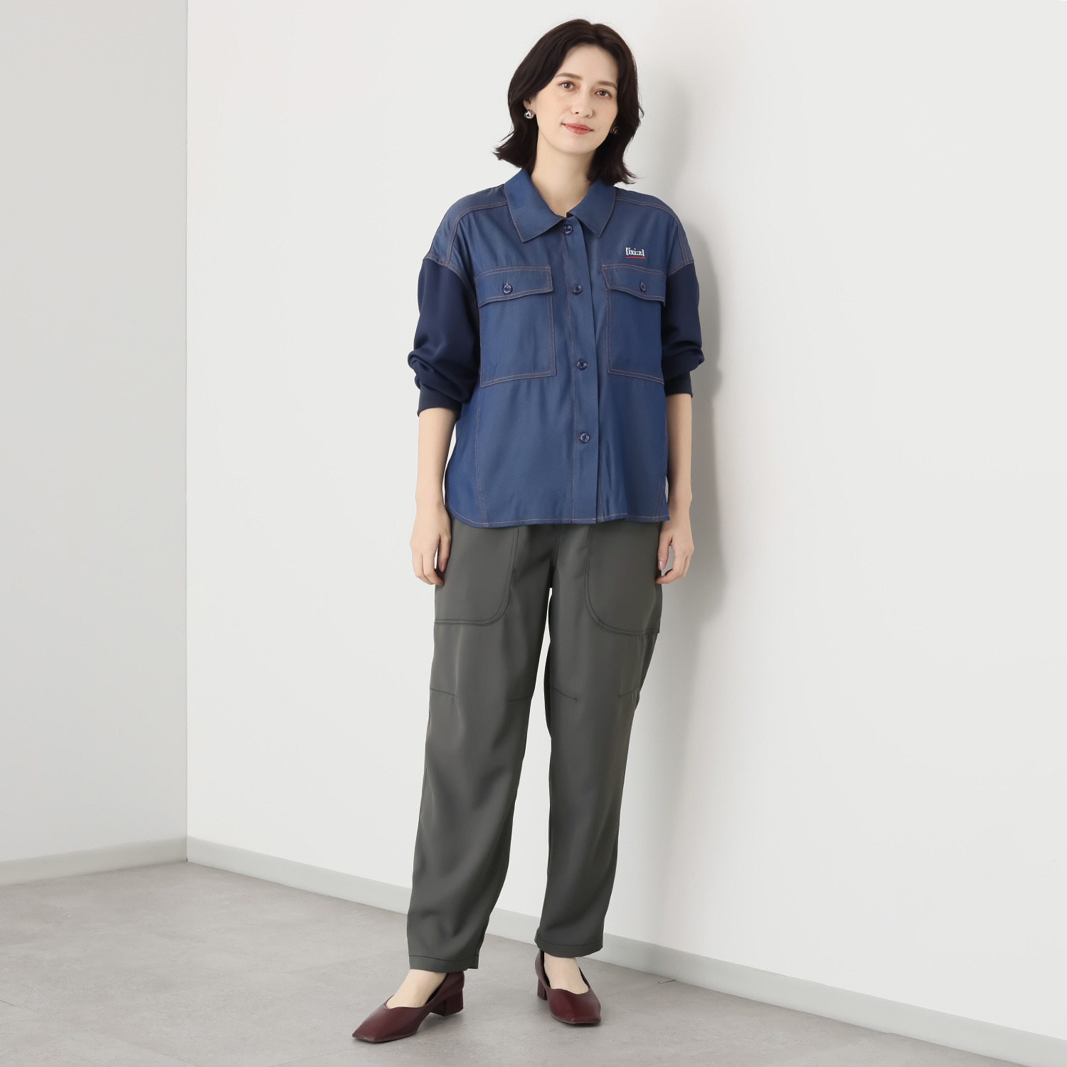 イクシーズ とろみデニム オーバーシャツ