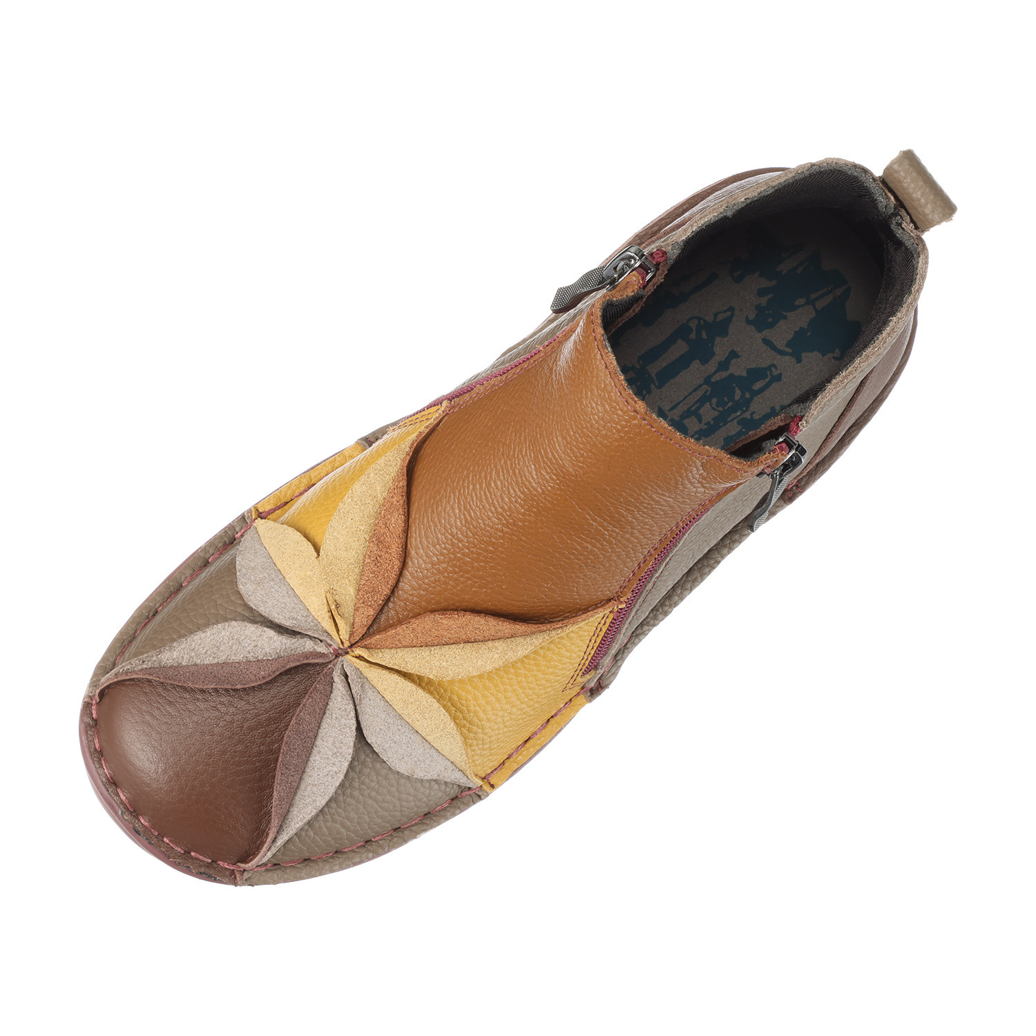 エスタシオン 牛革シュリンク型押し 切替デザイン 軽量ショートブーツ