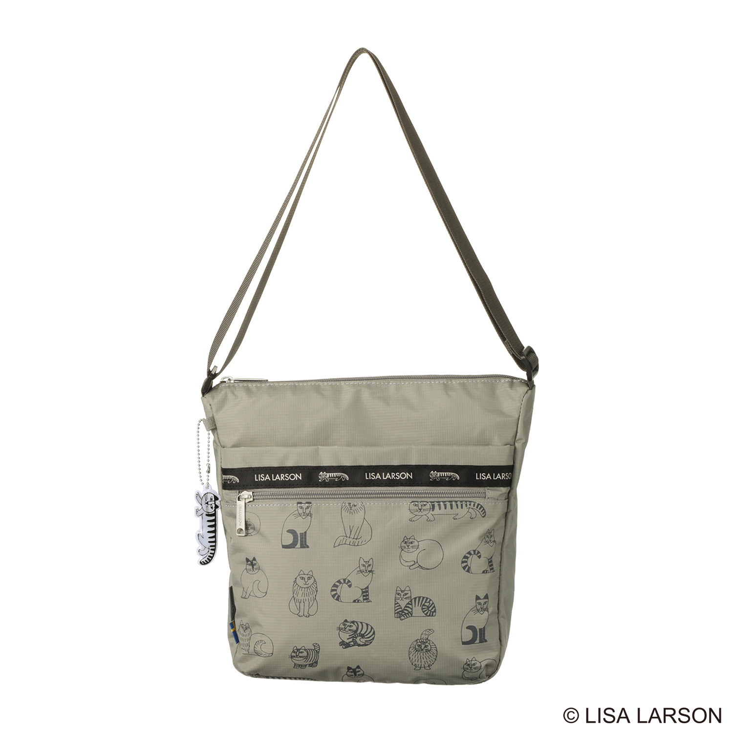 リサ・ラーソン 軽量・はっ水 スケッチねこたち 縦型ショルダーバッグ