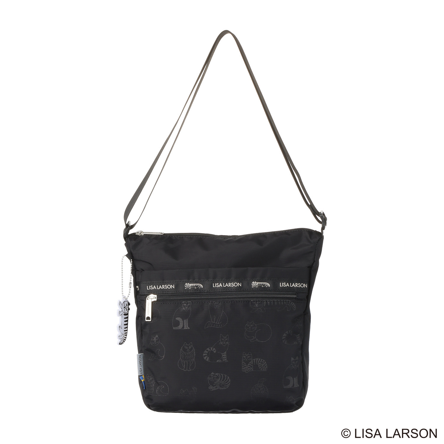 リサ・ラーソン 軽量・はっ水 スケッチねこたち 縦型ショルダーバッグ