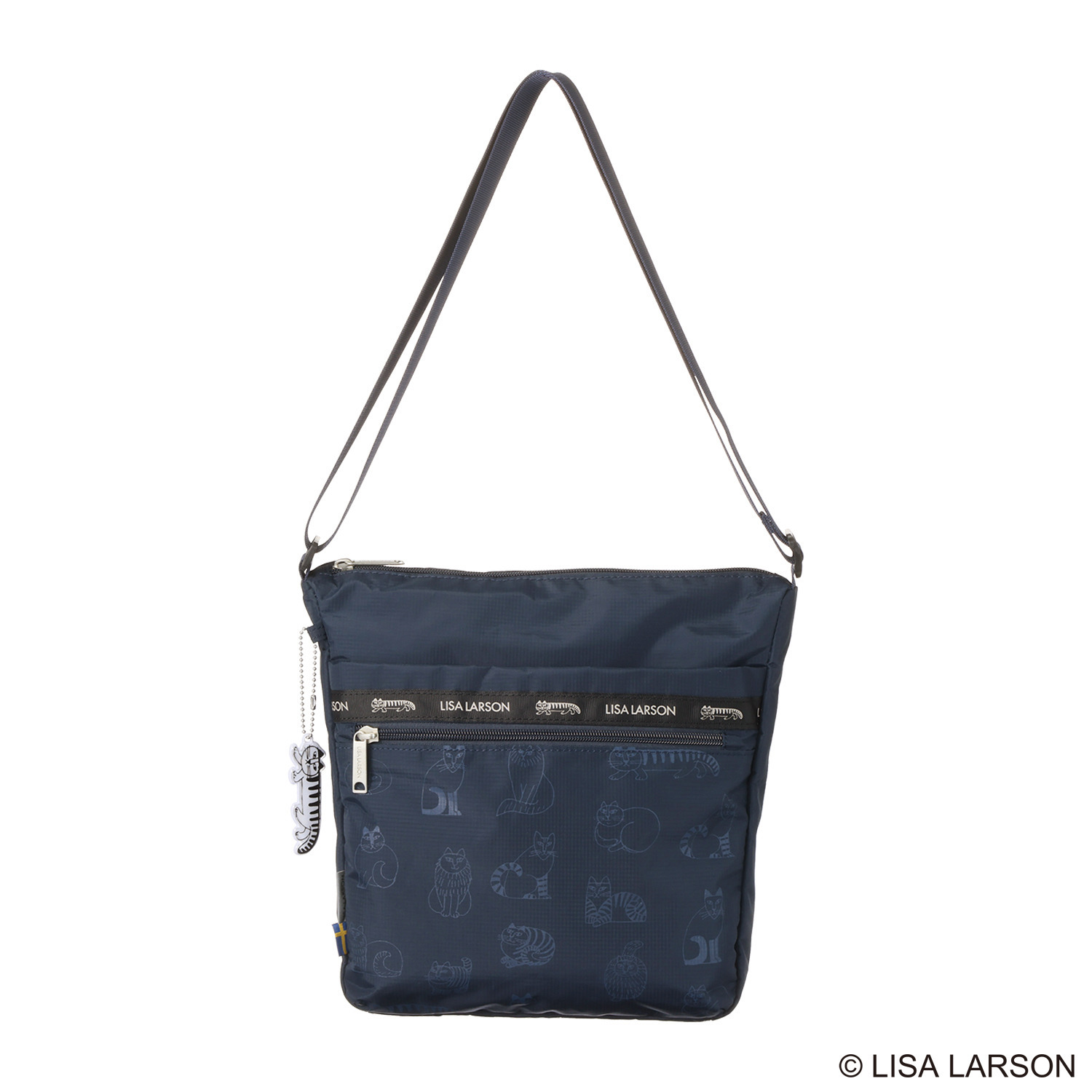 リサ・ラーソン 軽量・はっ水 スケッチねこたち 縦型ショルダーバッグ