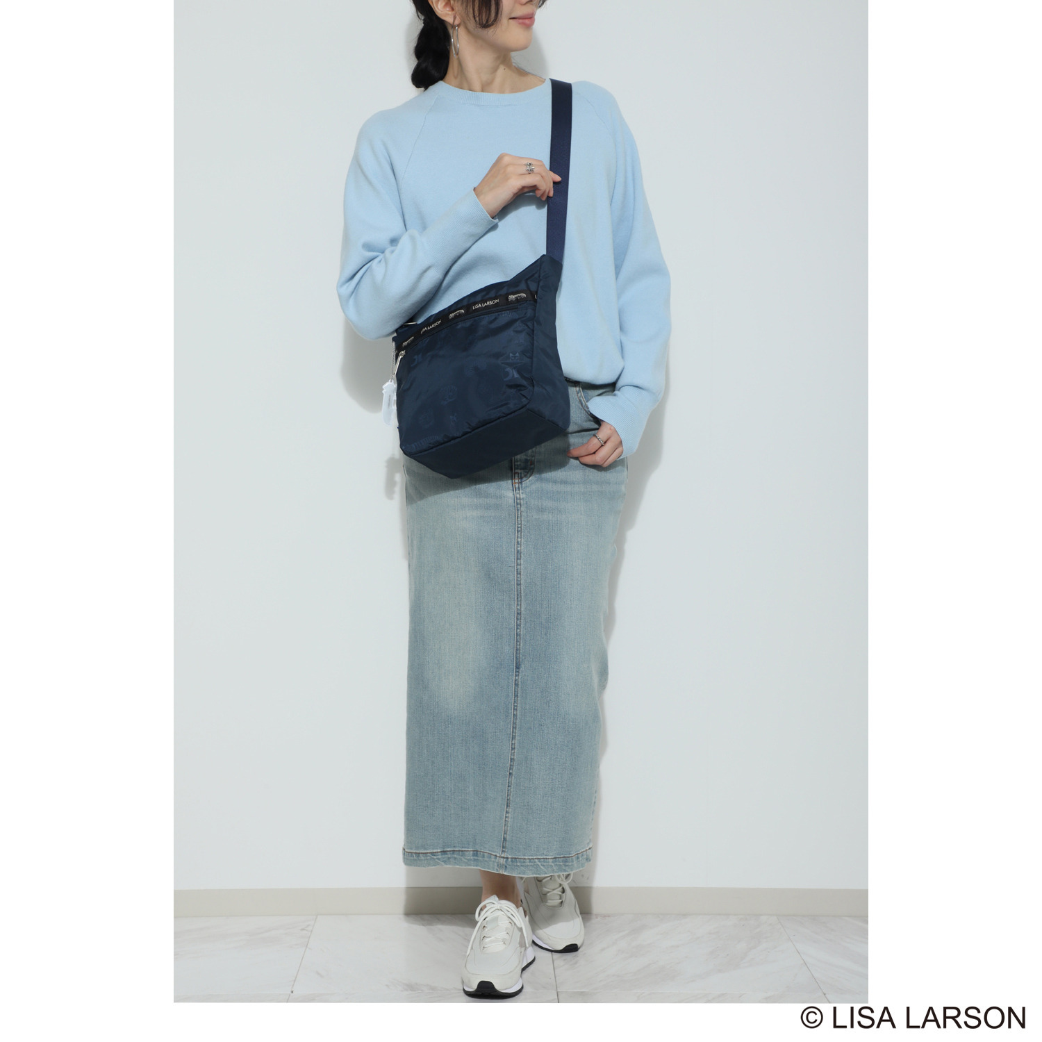 リサ・ラーソン 軽量・はっ水 スケッチねこたち 縦型ショルダーバッグ