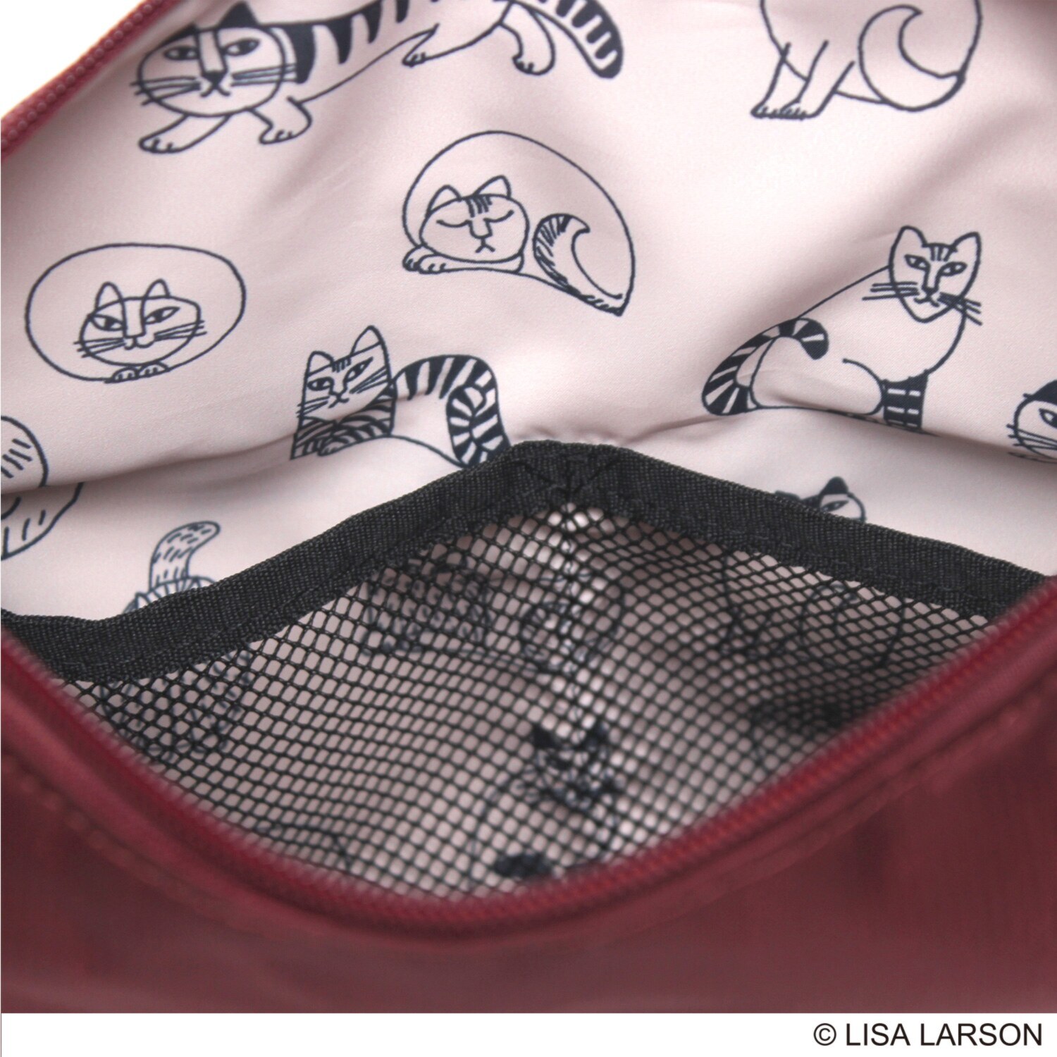 リサ・ラーソン 軽量・はっ水 スケッチねこたち 縦型ショルダーバッグ