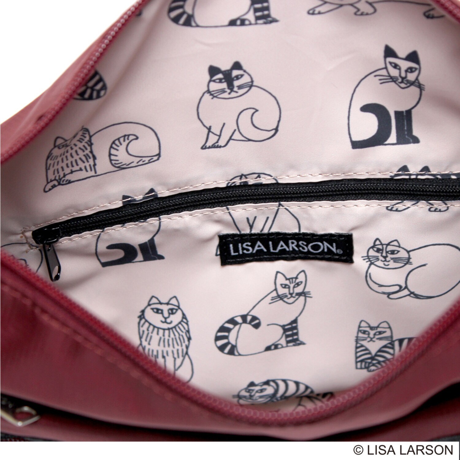リサ・ラーソン 軽量・はっ水 スケッチねこたち 縦型ショルダーバッグ