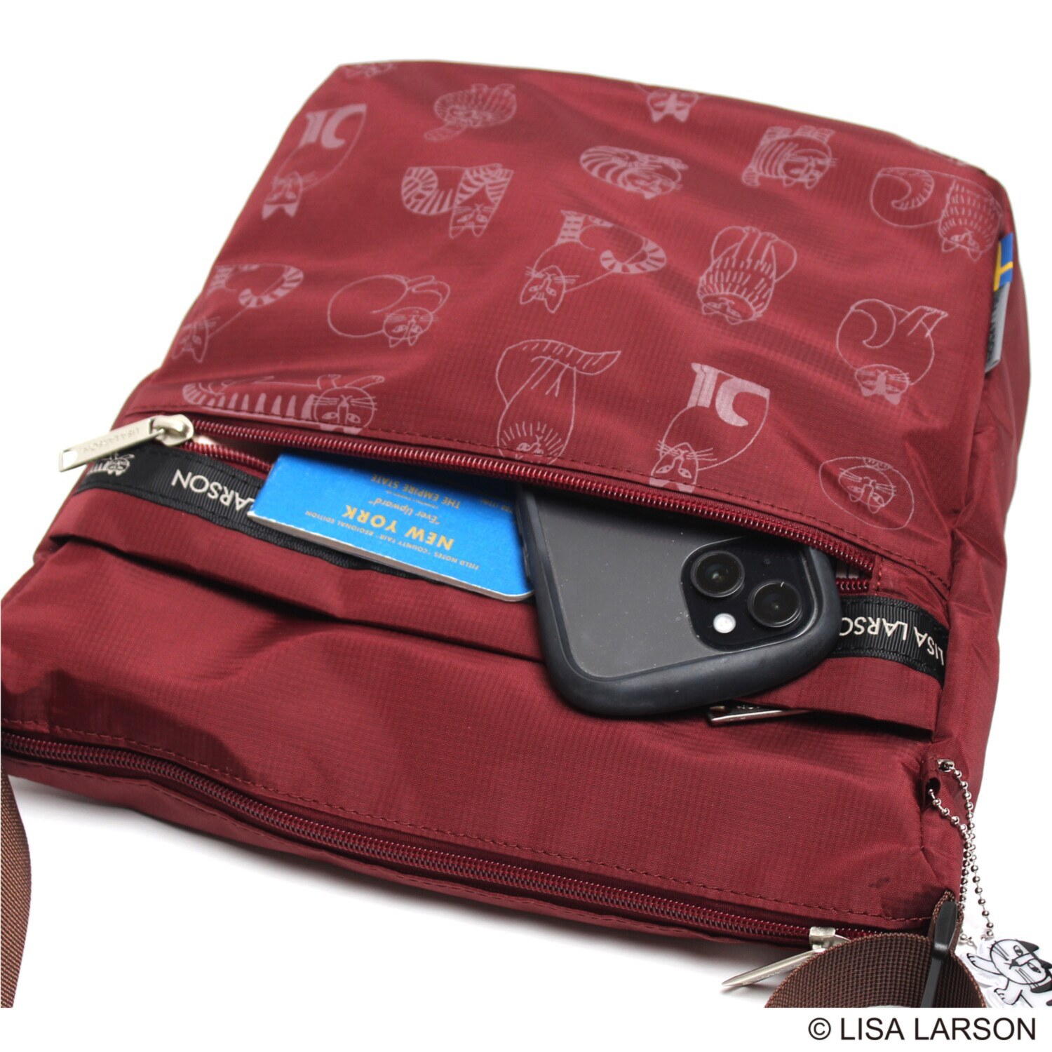 リサ・ラーソン 軽量・はっ水 スケッチねこたち 縦型ショルダーバッグ