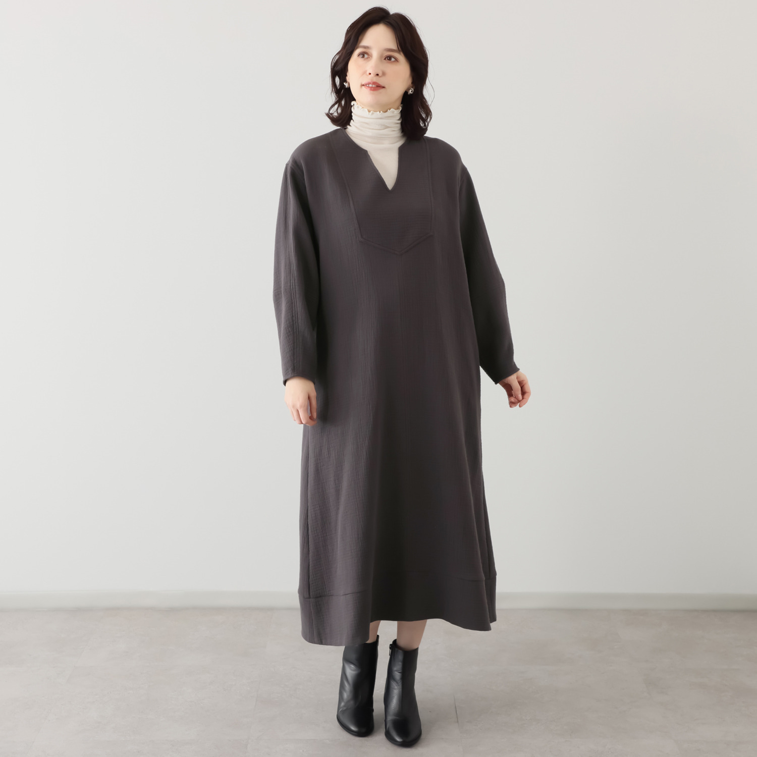 ヘ・エラ 大人美人 コットン１００％ コクーンシルエット ワンピース