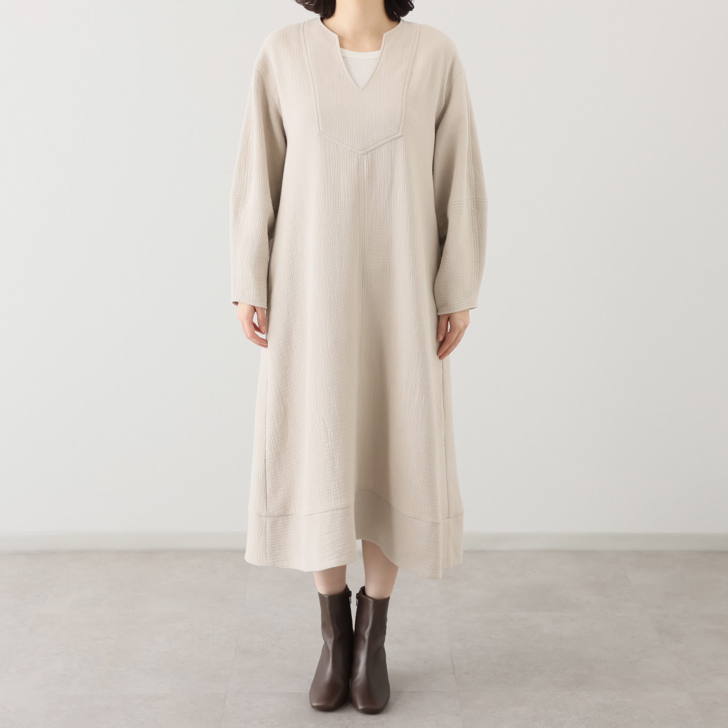 ヘ・エラ 大人美人 コットン１００％ コクーンシルエット ワンピース