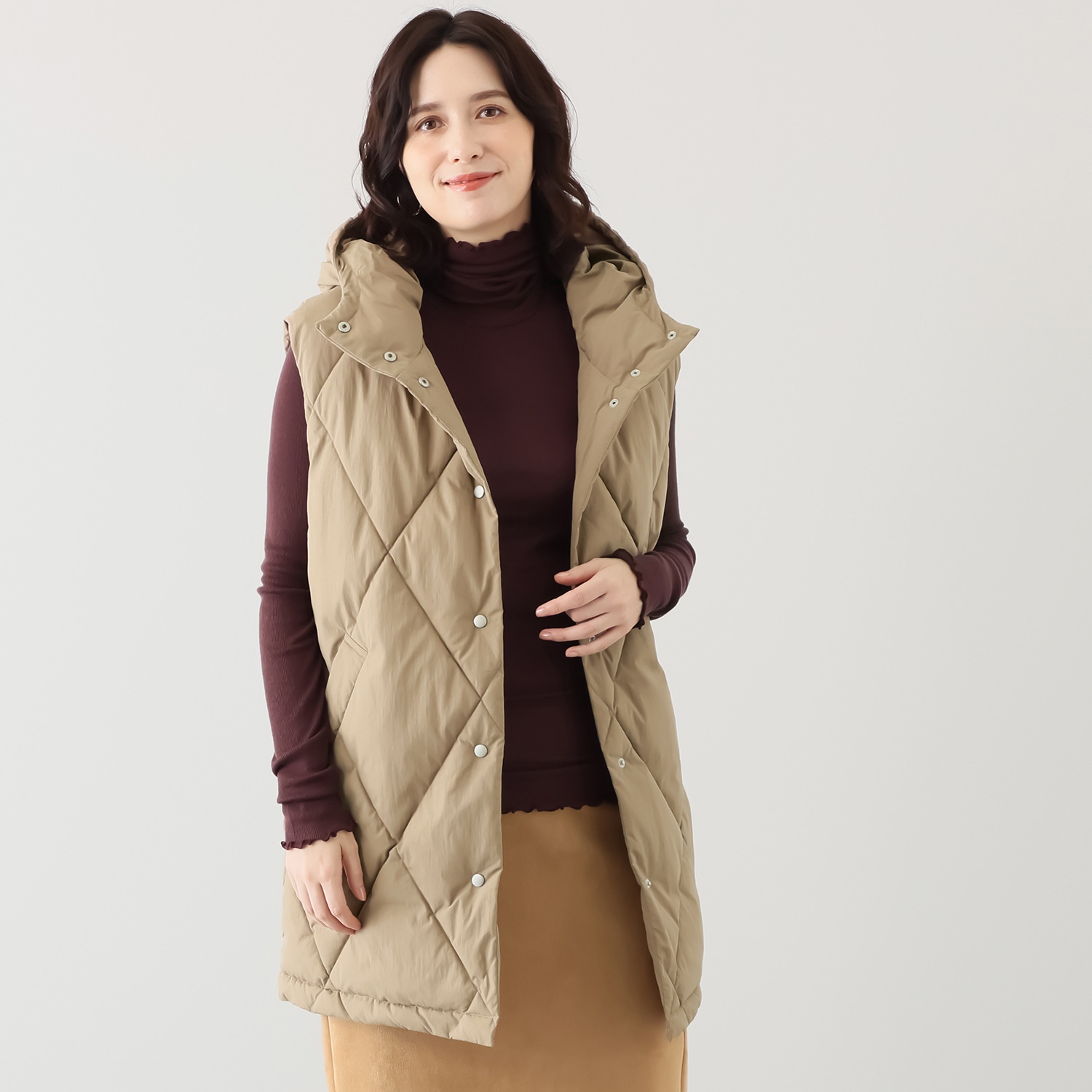 ヘ・エラ はっ水 大人美人 フード付粒わたベスト