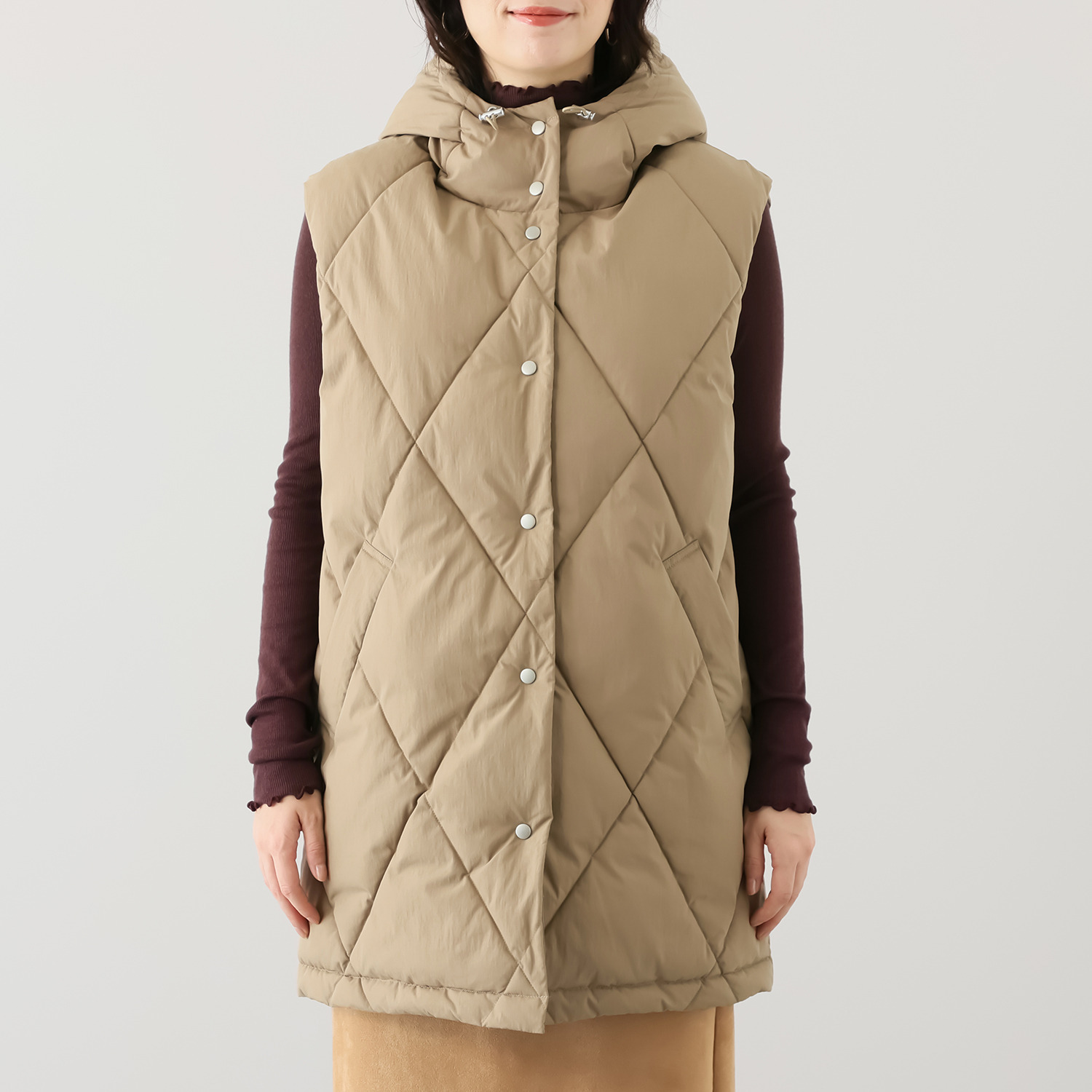 ヘ・エラ はっ水 大人美人 フード付粒わたベスト