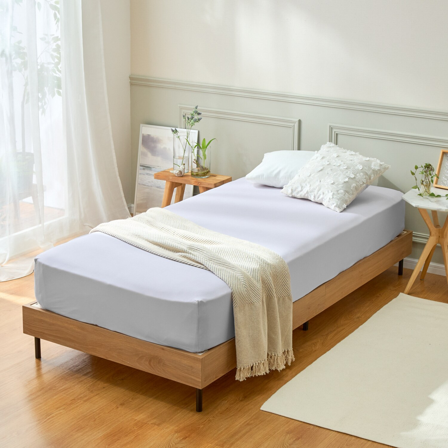 ｎｉｓｈｉｋａｗａ　西川 タテにもヨコにも伸びる 抗菌・消臭 コットンレーヨン のびのびフィットシーツ ＜Ｍ＞