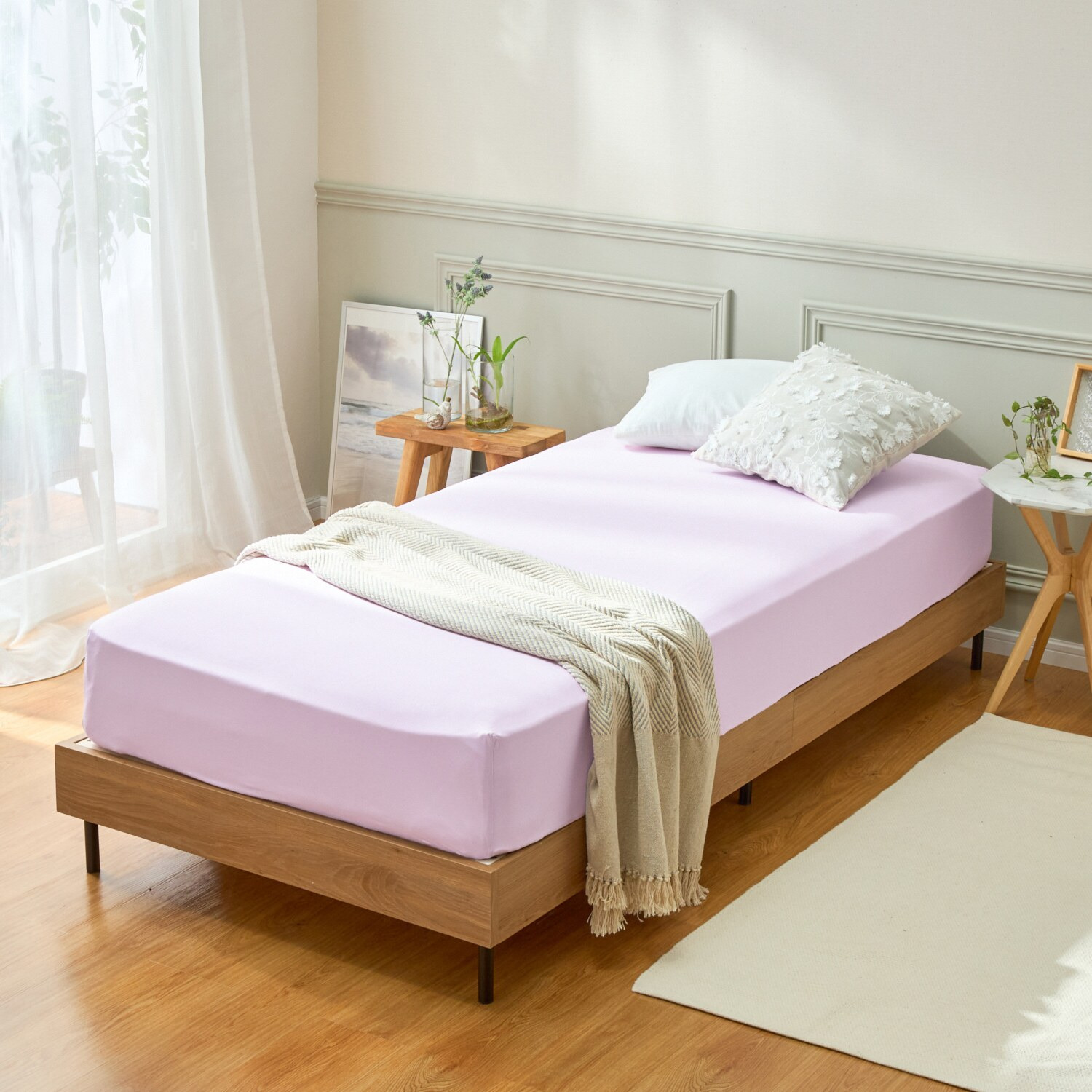 ｎｉｓｈｉｋａｗａ　西川 タテにもヨコにも伸びる 抗菌・消臭 コットンレーヨン のびのびフィットシーツ ＜Ｌ＞