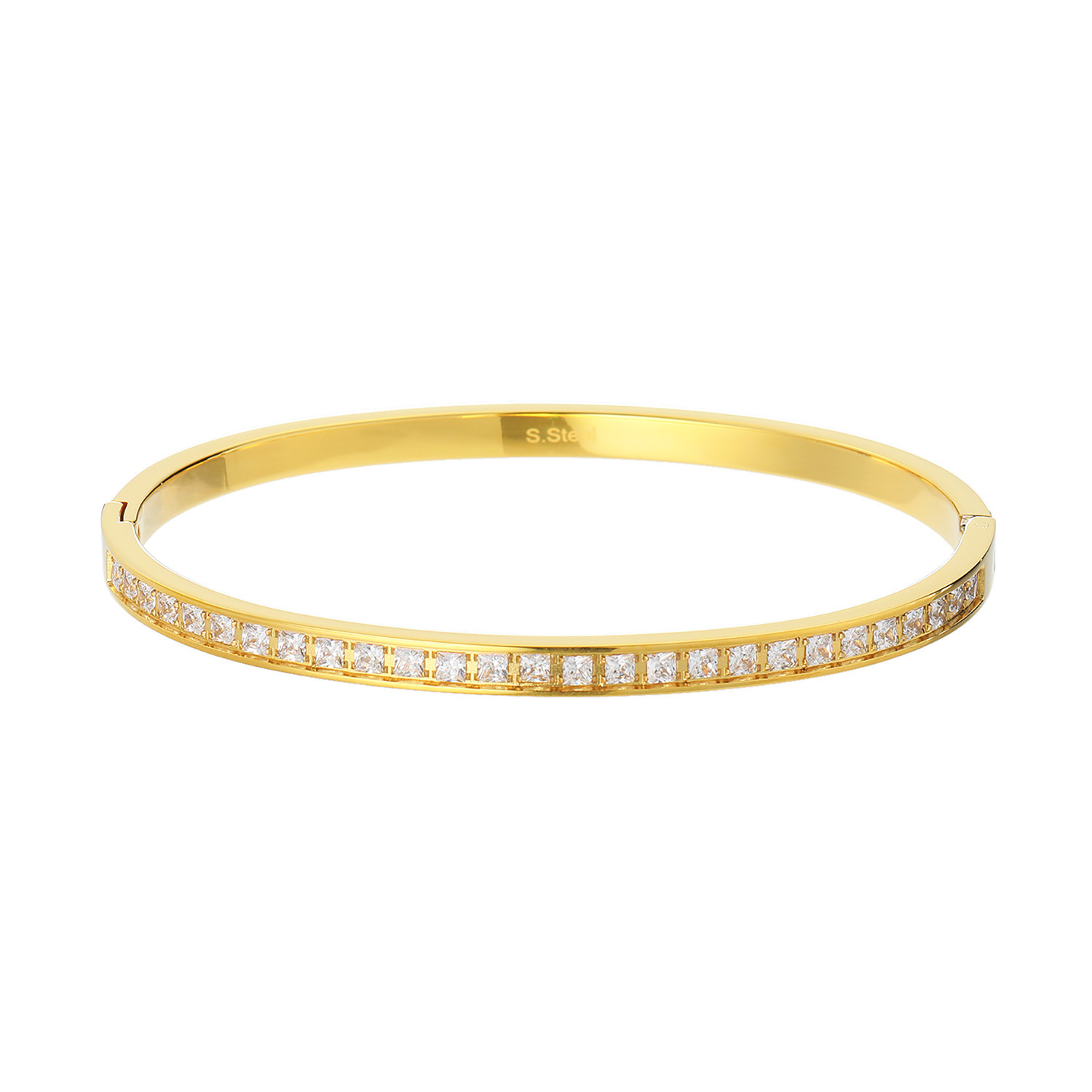 キラレ ステンレス スクエアカットＣＺ ラインデザインバングル