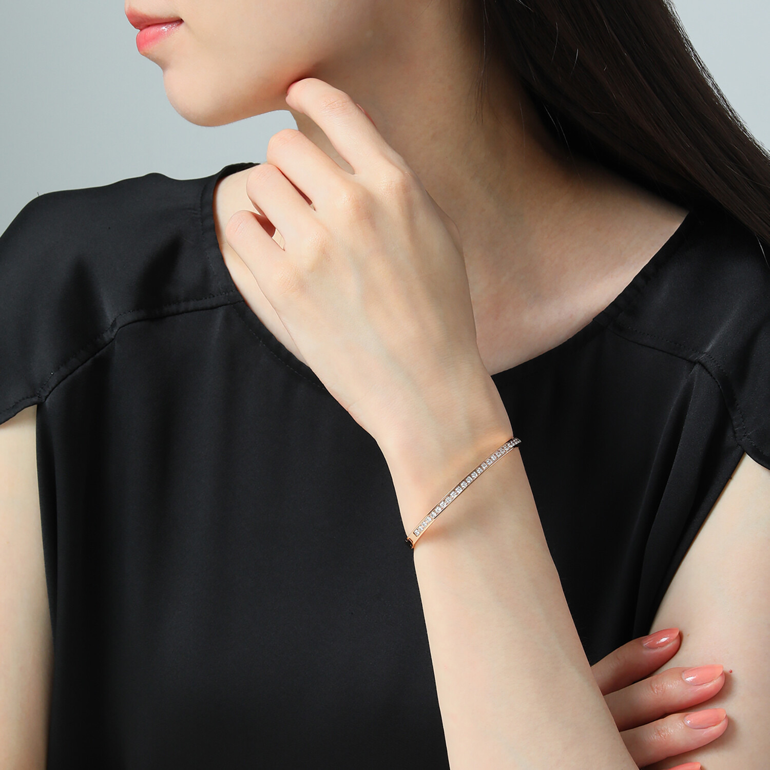 キラレ ステンレス スクエアカットＣＺ ラインデザインバングル