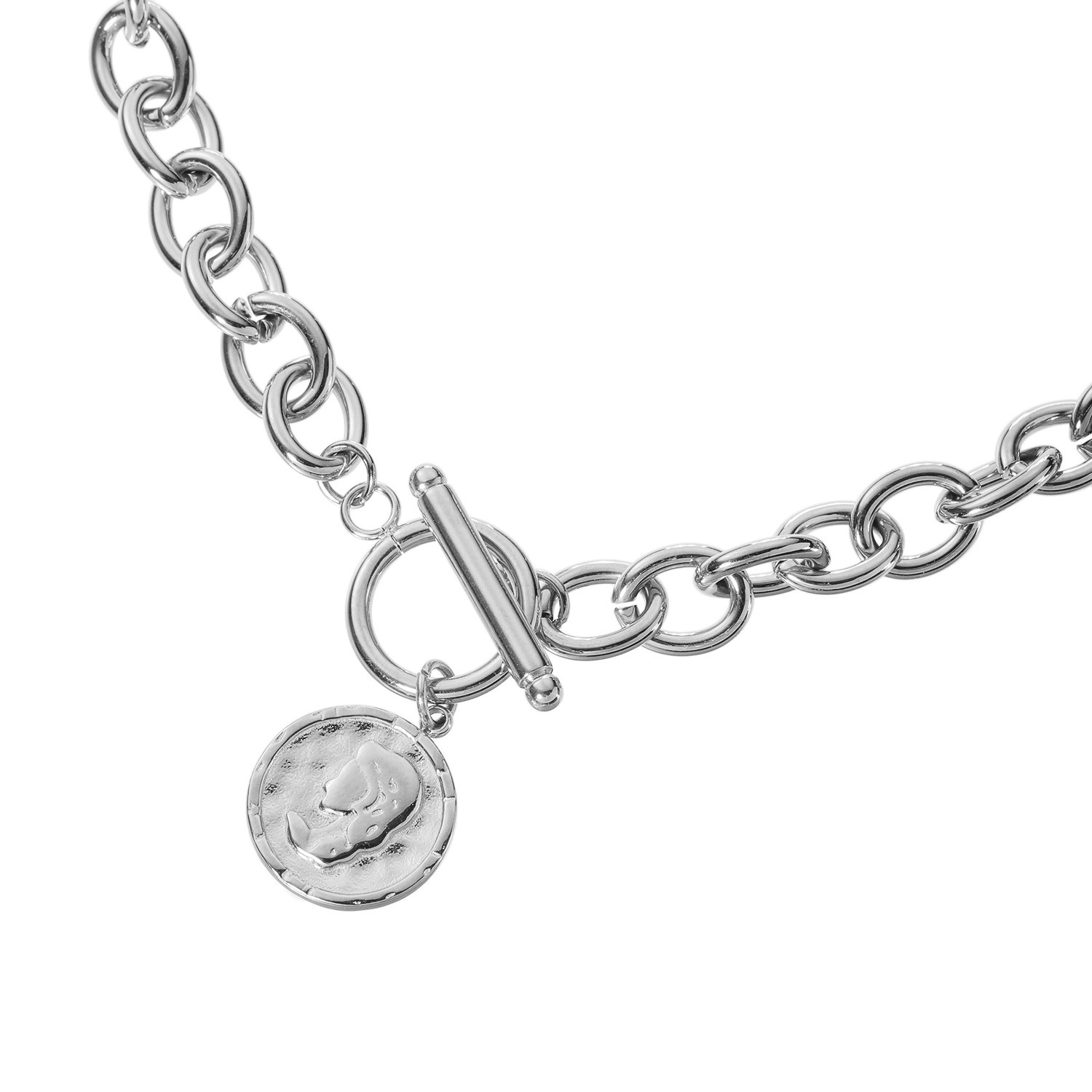 キラレ ステンレス チャンキーチェーン トグル＆バー コインチャームネックレス