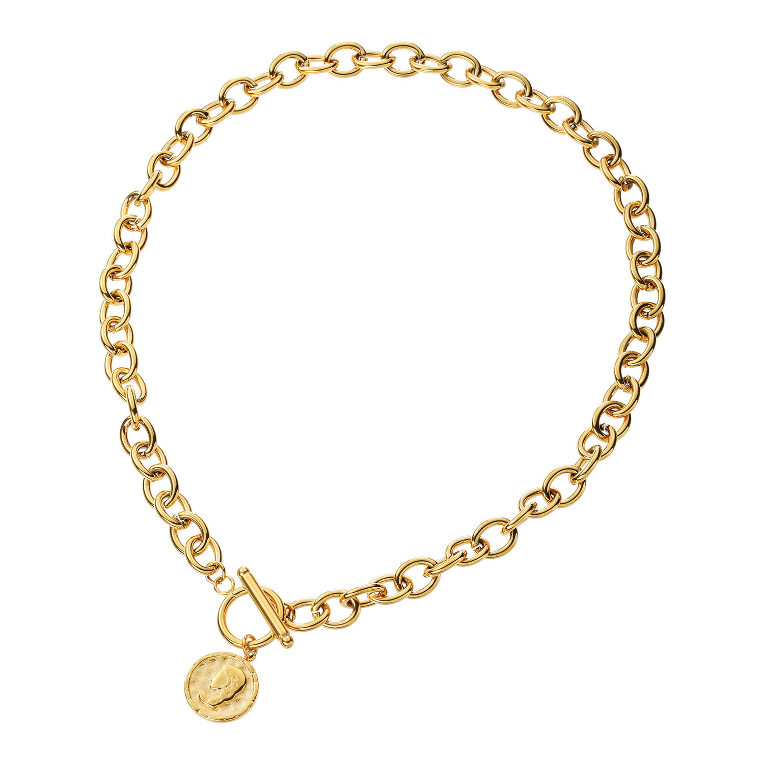 キラレ ステンレス チャンキーチェーン トグル＆バー コインチャームネックレス