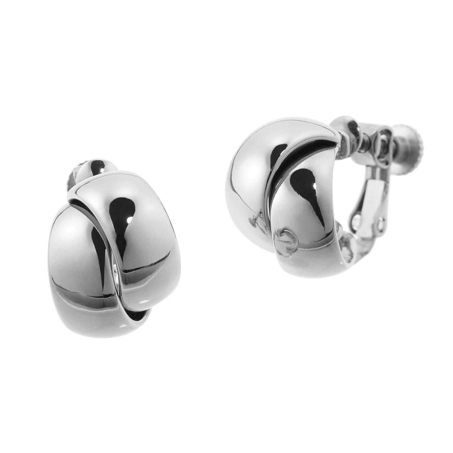 キラレ ステンレス ふんわり甲丸ライン クロスデザイン イヤリング／ピアス