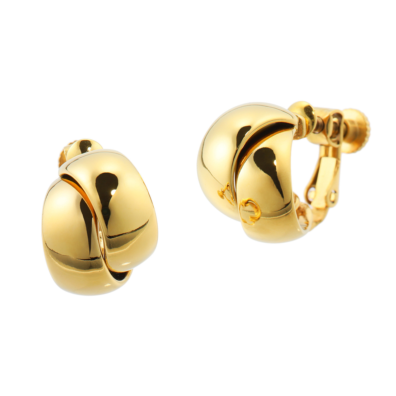 キラレ ステンレス ふんわり甲丸ライン クロスデザイン イヤリング／ピアス