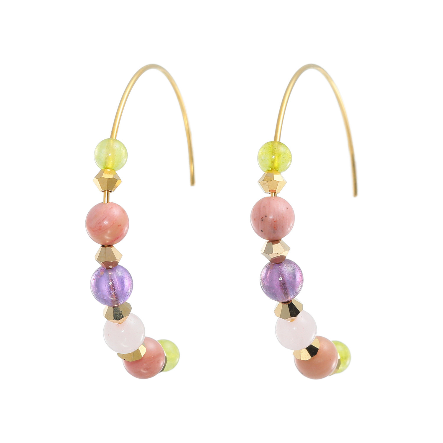 キラレ ステンレス ジェムストーン＆ プレシオサ社製 クリスタルガラス カラフルフープピアス