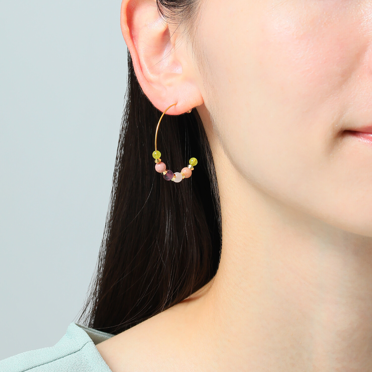 キラレ ステンレス ジェムストーン＆ プレシオサ社製 クリスタルガラス カラフルフープピアス