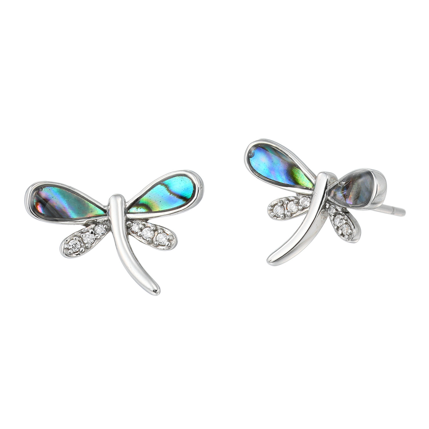 キラレ ステンレス アバローニシェル＆ＣＺ トンボモティーフ イヤリング／ピアス