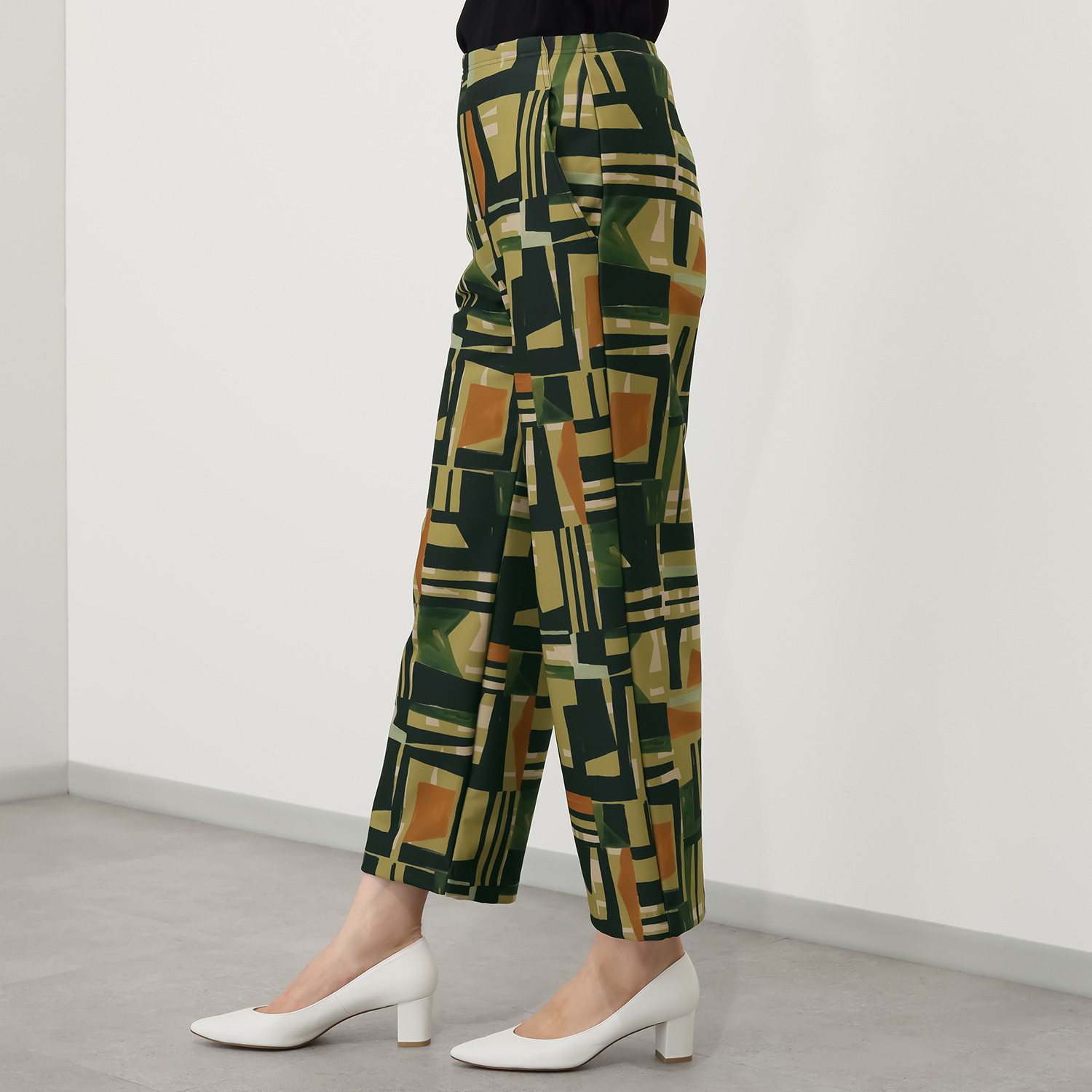 ピーツー マシュマロ裏起毛 プリントセミワイドパンツ