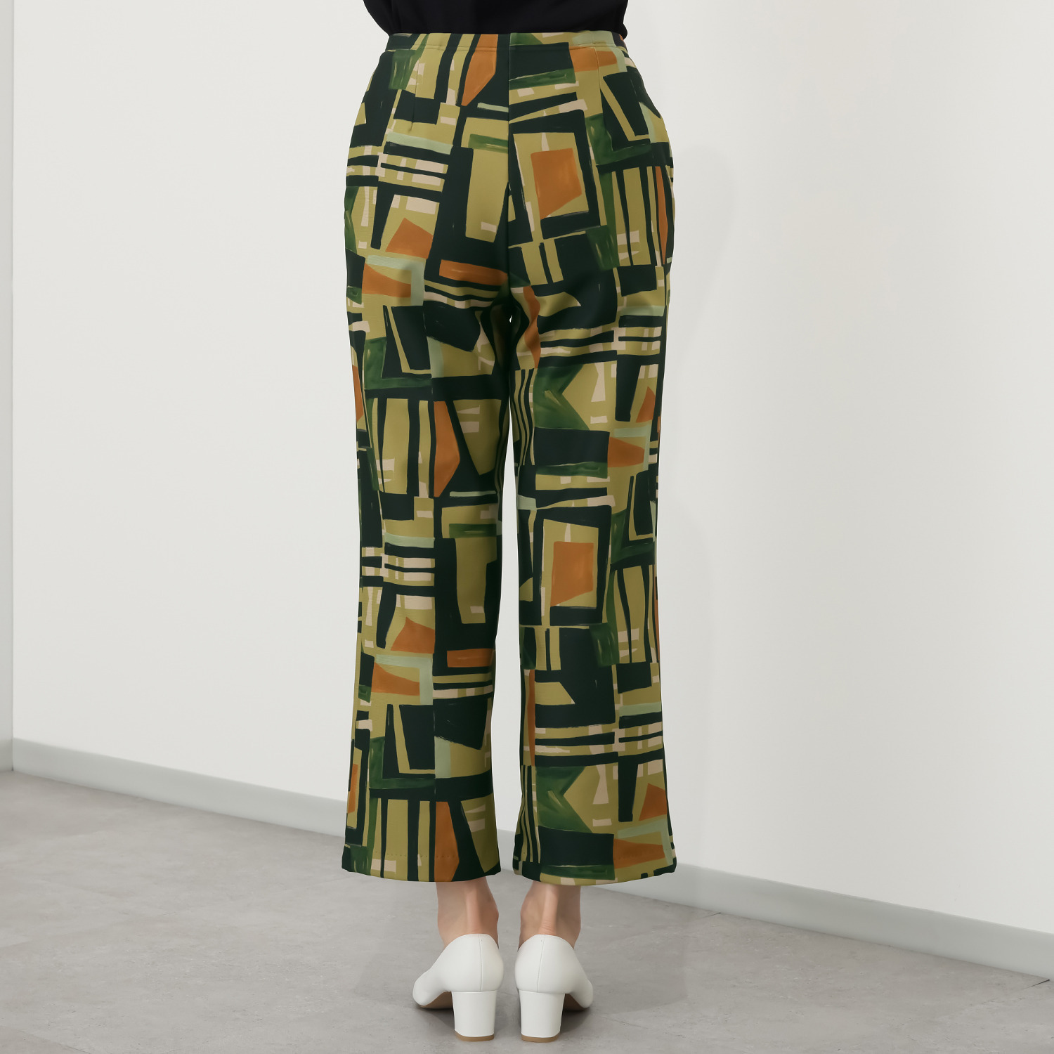 ピーツー マシュマロ裏起毛 プリントセミワイドパンツ