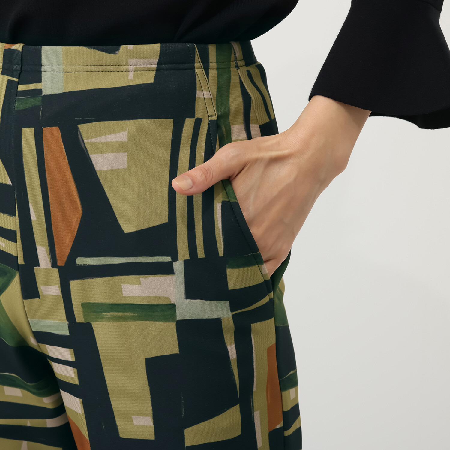 ピーツー マシュマロ裏起毛 プリントセミワイドパンツ