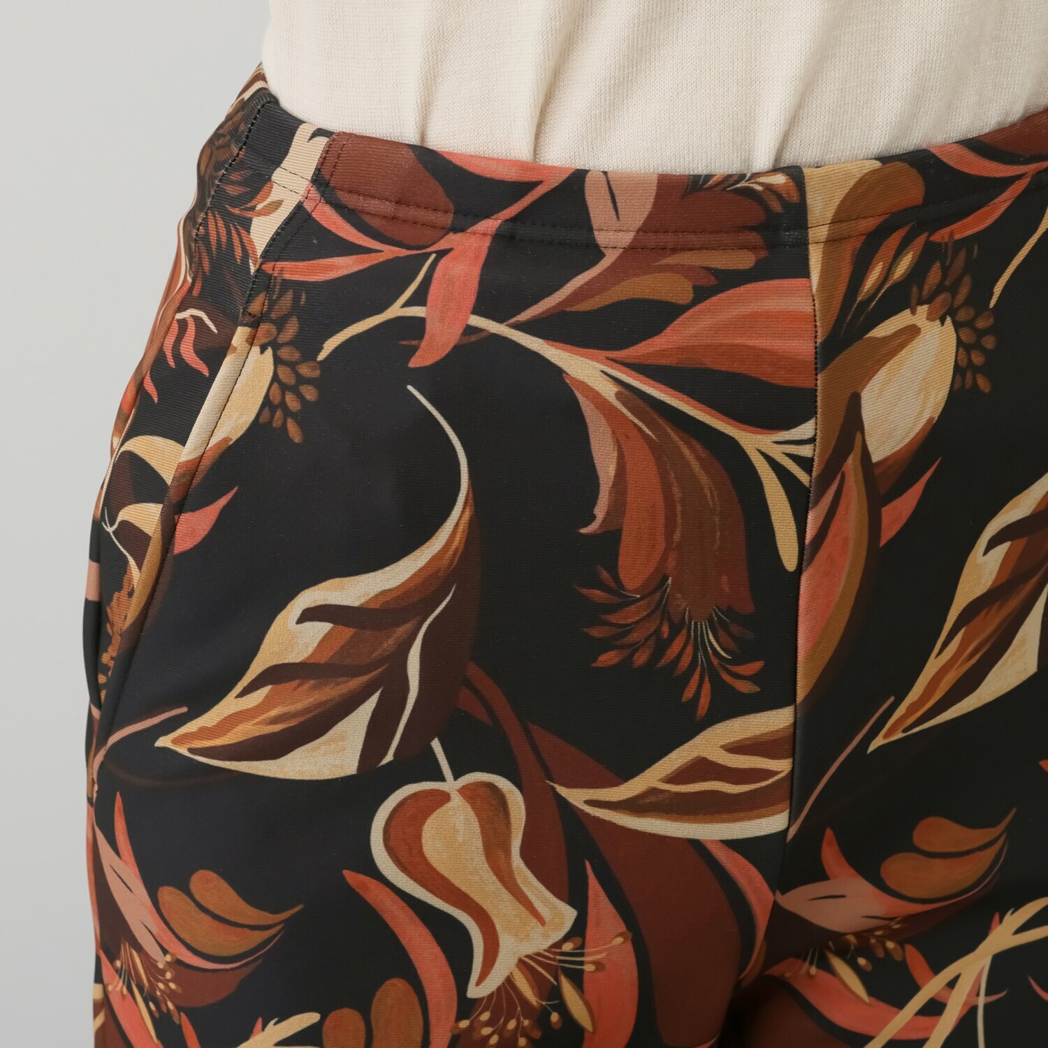 ピーツー マシュマロ裏起毛 プリントセミワイドパンツ