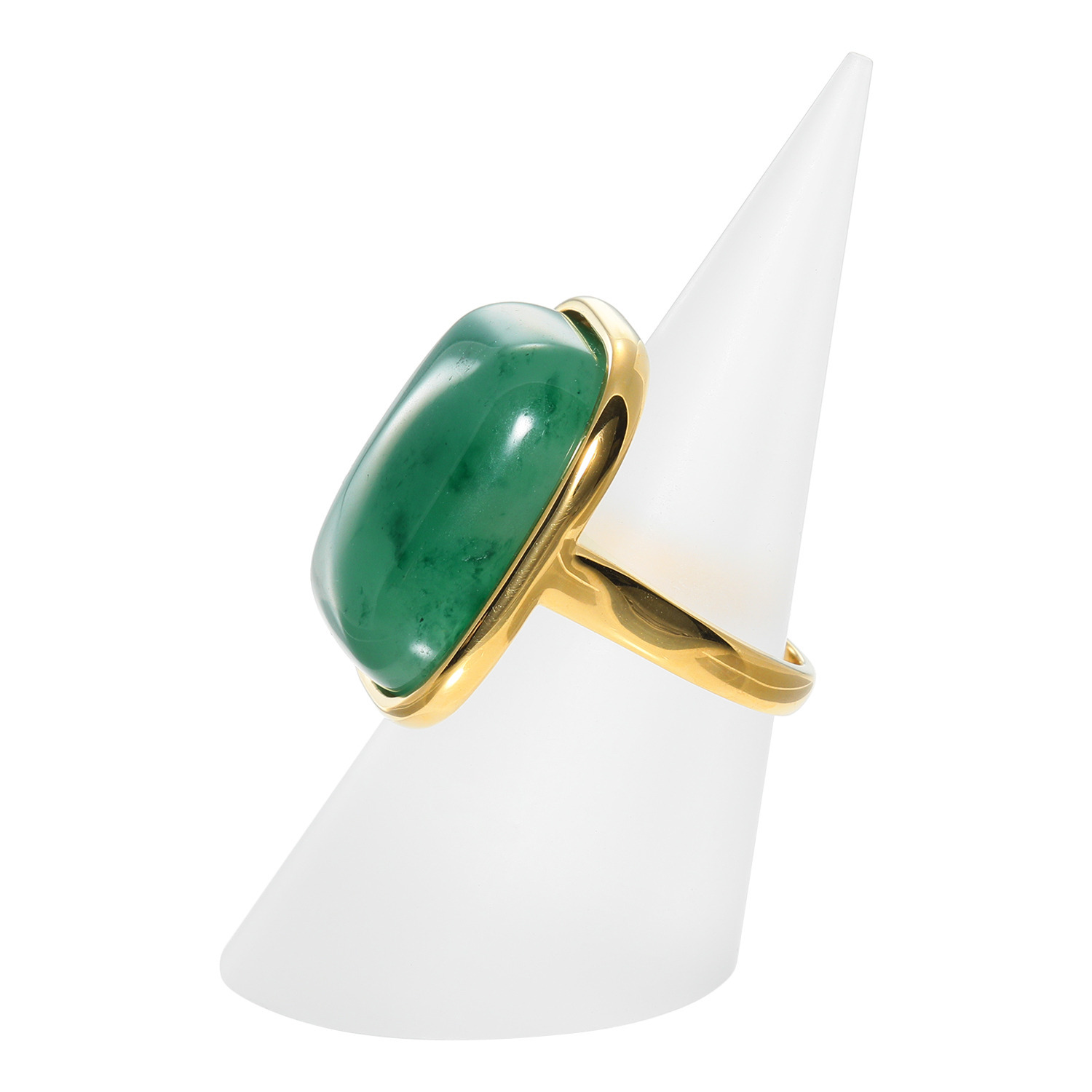 ジュンコ　シマダ シルバー ２５カラットＵＰ グリーンクォーツ クッションカボション リング