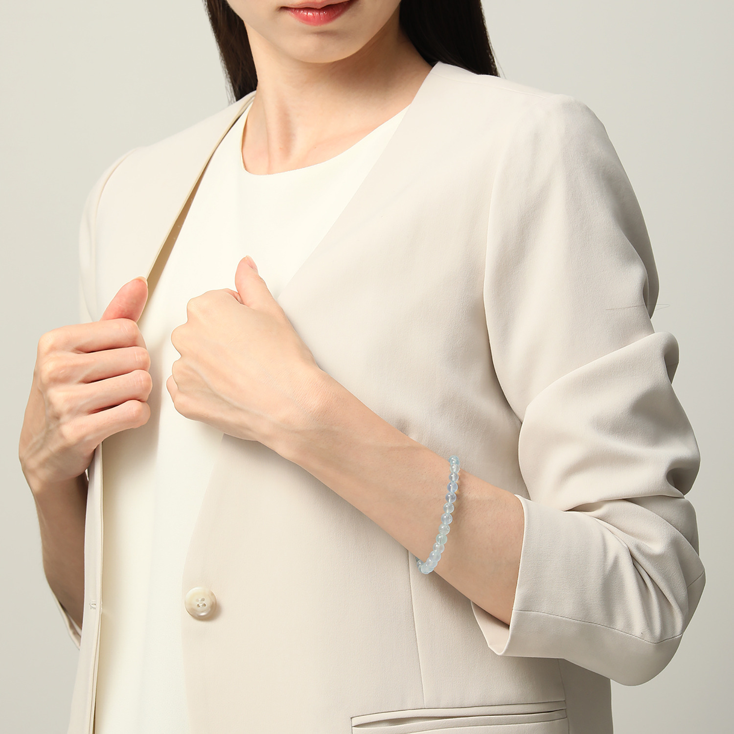 グランシフォレ アクアマリン ラウンドビーズ ブレスレット