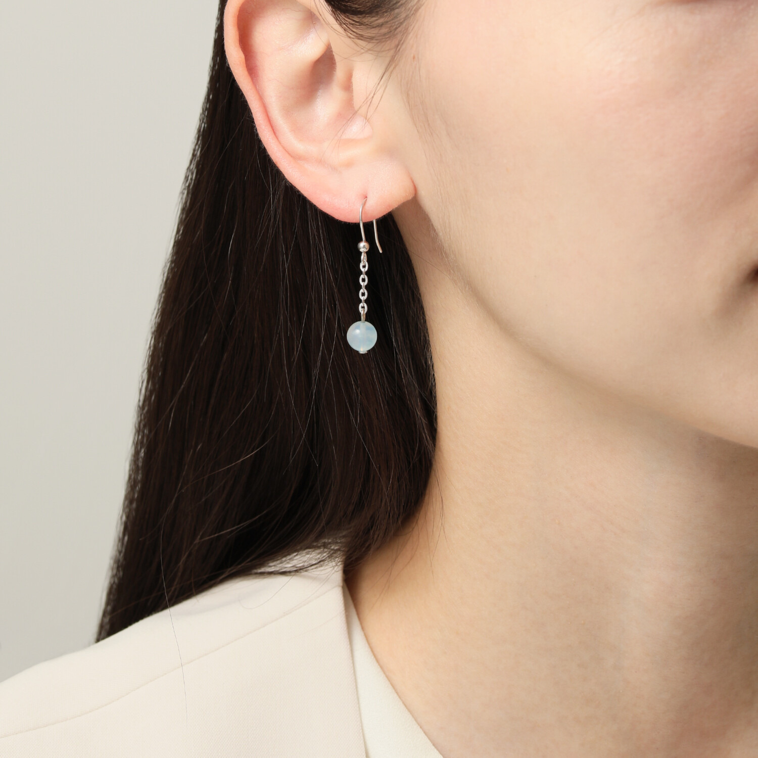 グランシフォレ アクアマリン ラウンドビーズ スウィング イヤリング／ピアス