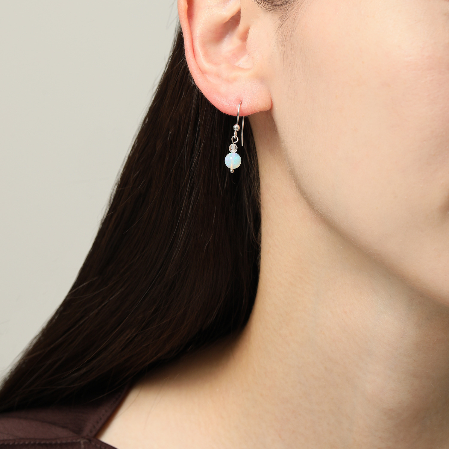 グランシフォレ オパール＆ ロッククリスタルクォーツ スウィング イヤリング／ピアス