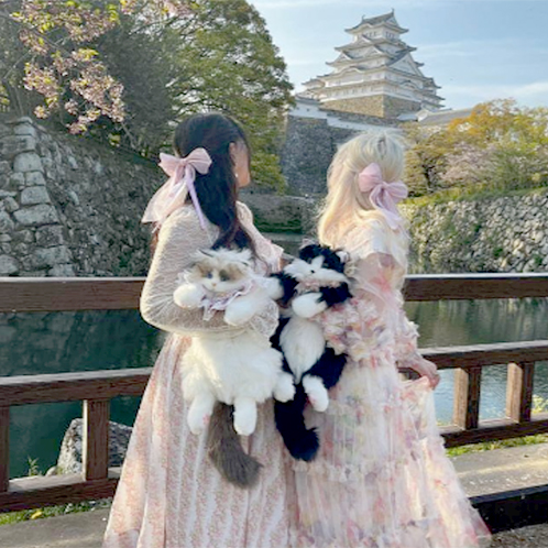 一緒にお出かけしよう！ 猫のぬいぐるみの バックパック