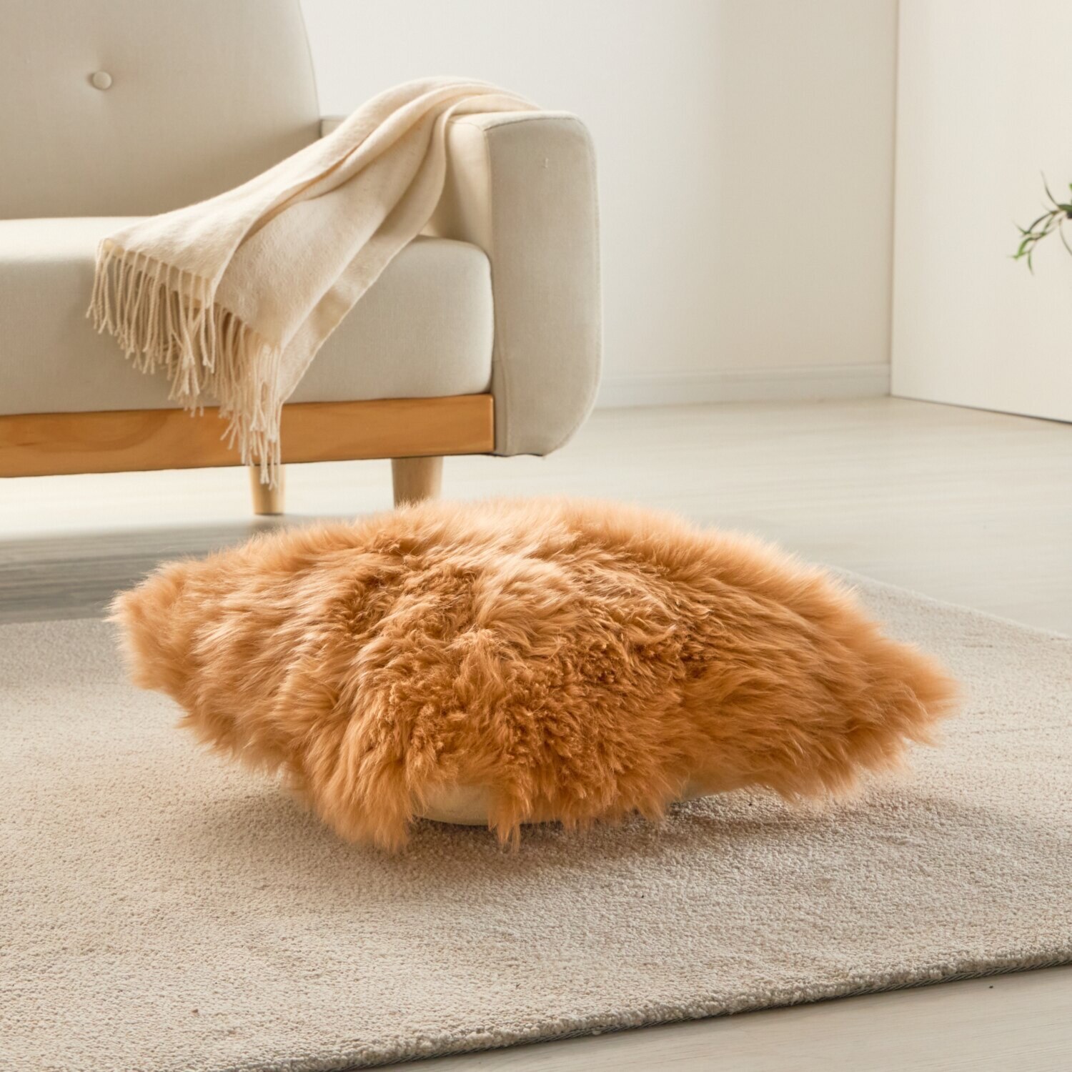 モリリン ニュージーランド産 メリノムートン使用！ ムートンクッション ＜４０×４０ｃｍ＞