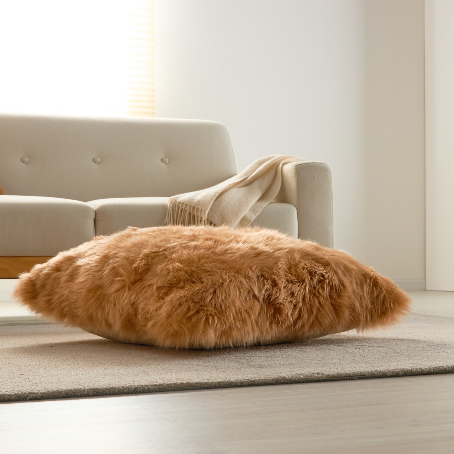 モリリン ニュージーランド産 メリノムートン使用！ ムートンクッション ＜６０×６０ｃｍ＞