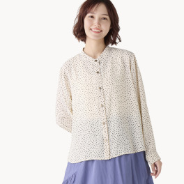 ダジュール ジョーゼット ドットプリントブラウス