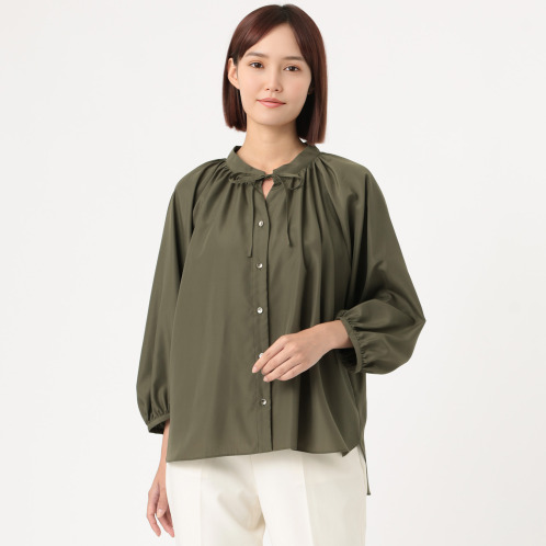 イフェメル／　ダブルフェーストーキョー　日本製　ラグランスリーブ　ギャザー　リボンブラウス