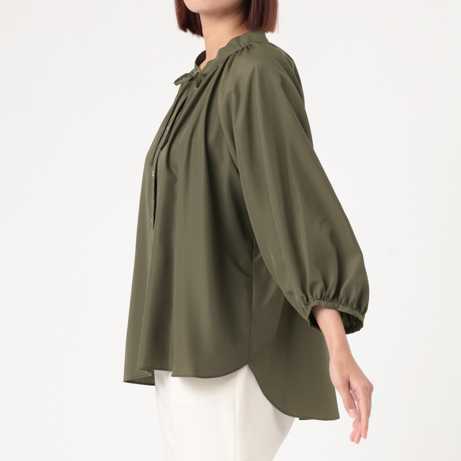 イフェメル／ ダブルフェーストーキョー 日本製 ラグランスリーブ ギャザー リボンブラウス