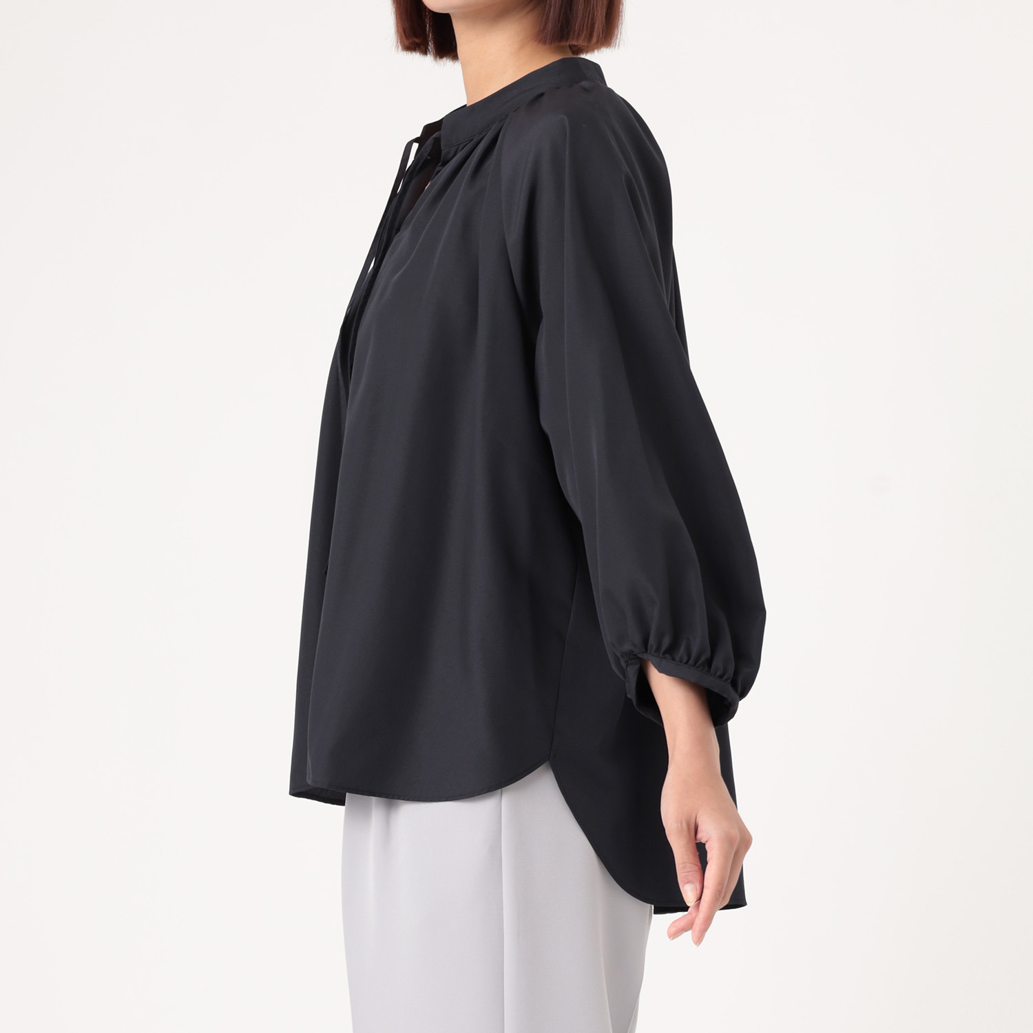 イフェメル／ ダブルフェーストーキョー 日本製 ラグランスリーブ ギャザー リボンブラウス