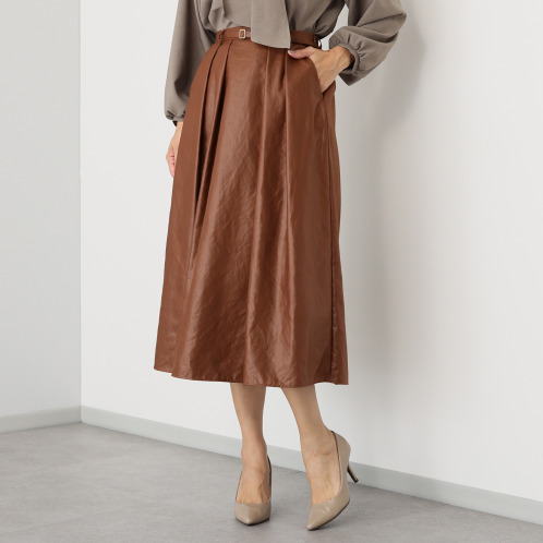 イフェメル／　ダブルフェーストーキョー　日本製　タックフレアー　グロッシースカート