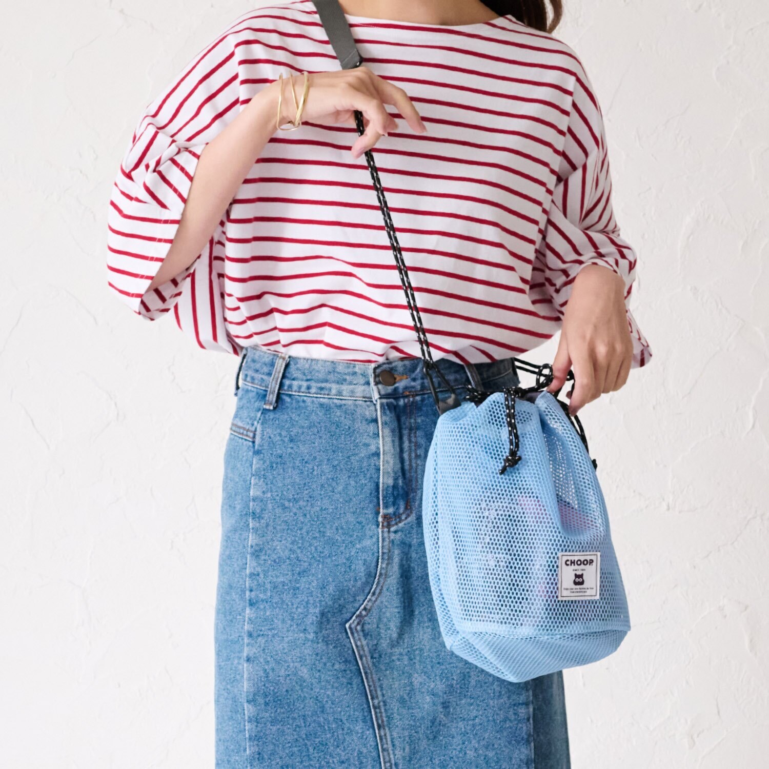シュープ メッシュ 巾着ショルダーバッグ