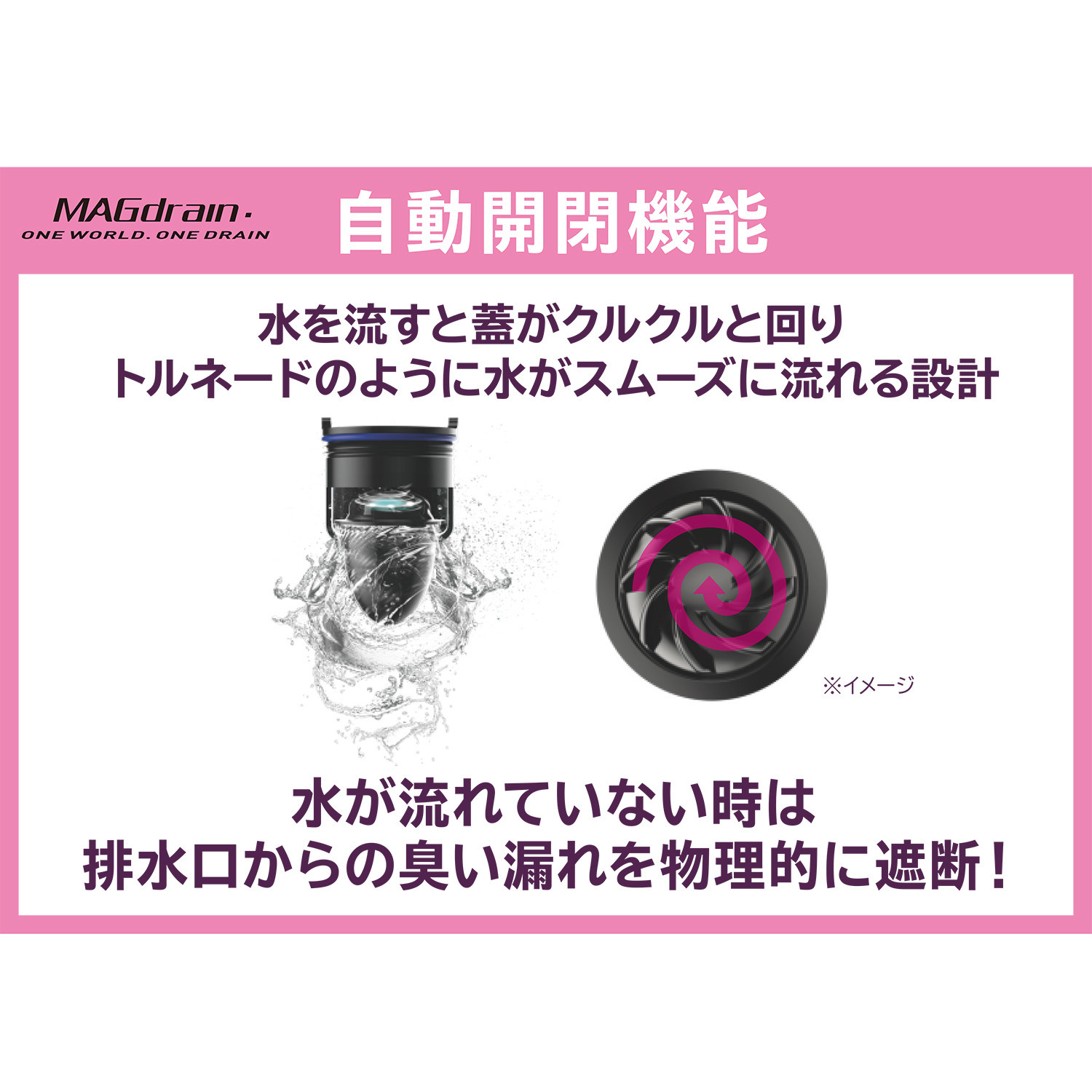 ビバライズ 自動開閉機能搭載 排水口用カバー マグドレイン２個セット