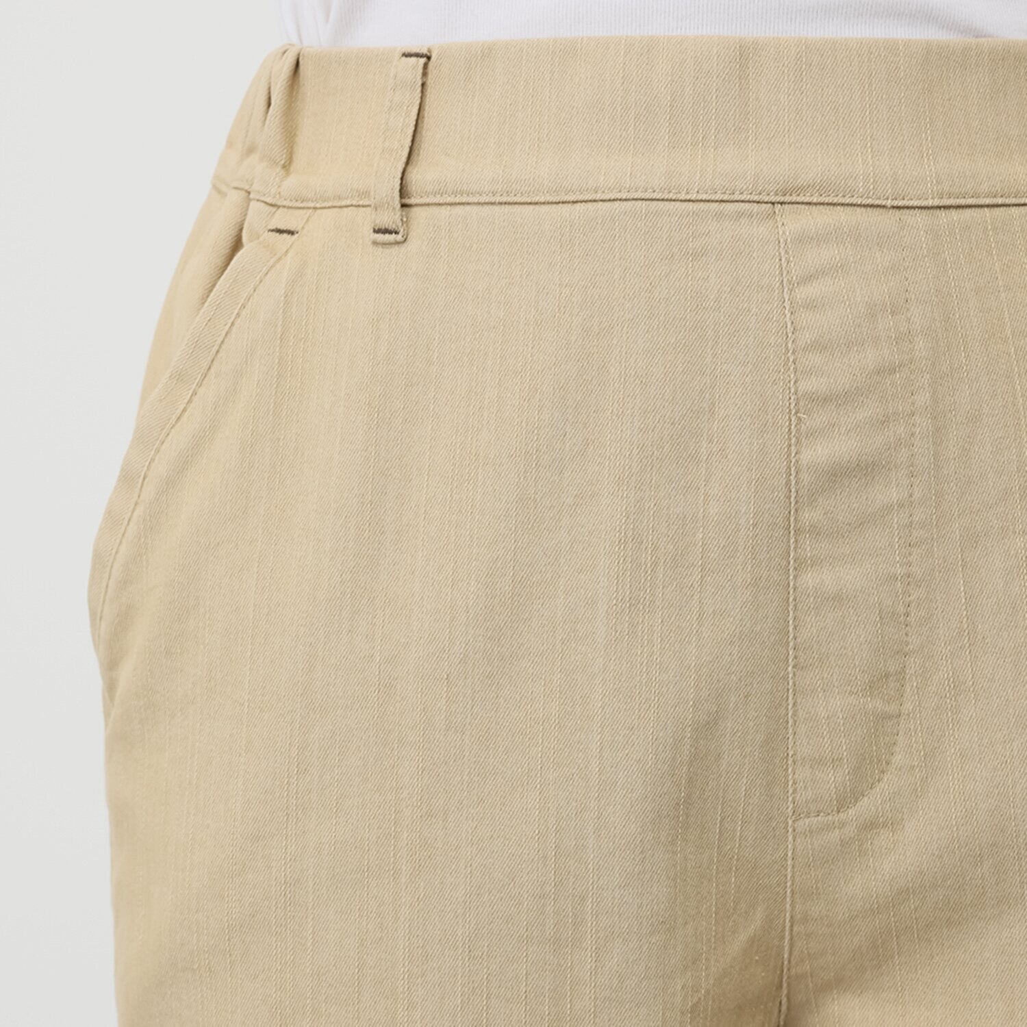 アトリエール コットン混 ハイストレッチ 裾ダブルワイドパンツ