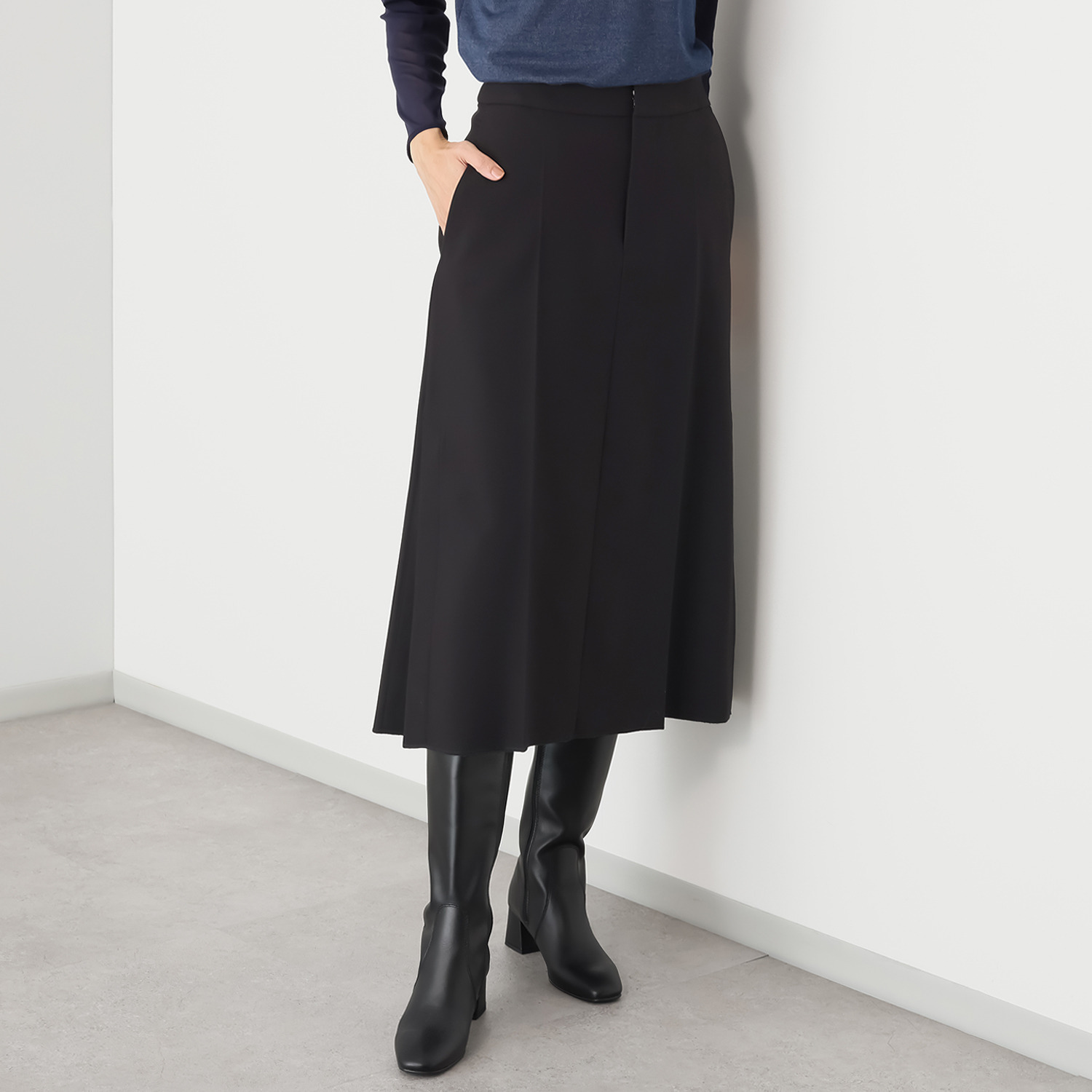 プリモヴァローレ 裏起毛ツイル センタープレス スカート