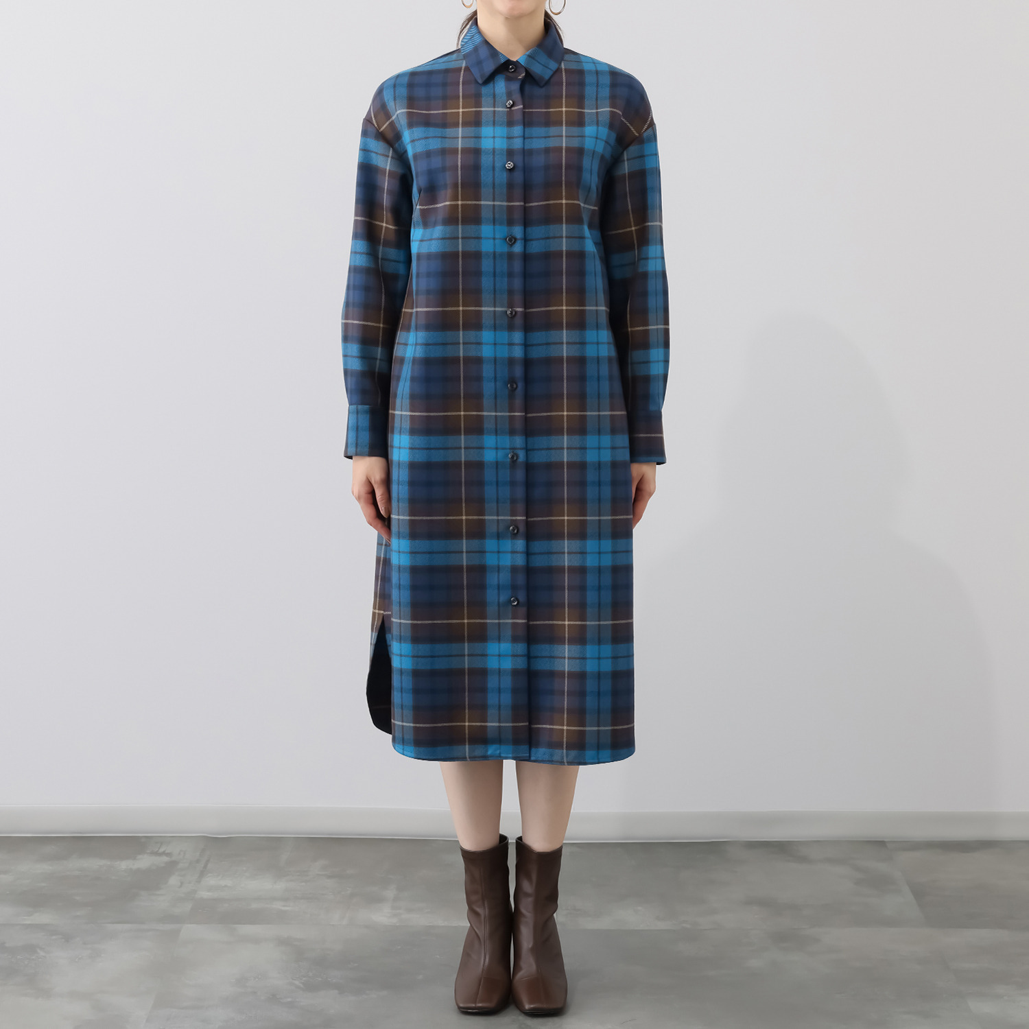 アズイズ　ビーマイセルフ バイ　ネイチャーズ ロキャロン タータンチェック シャツドレス