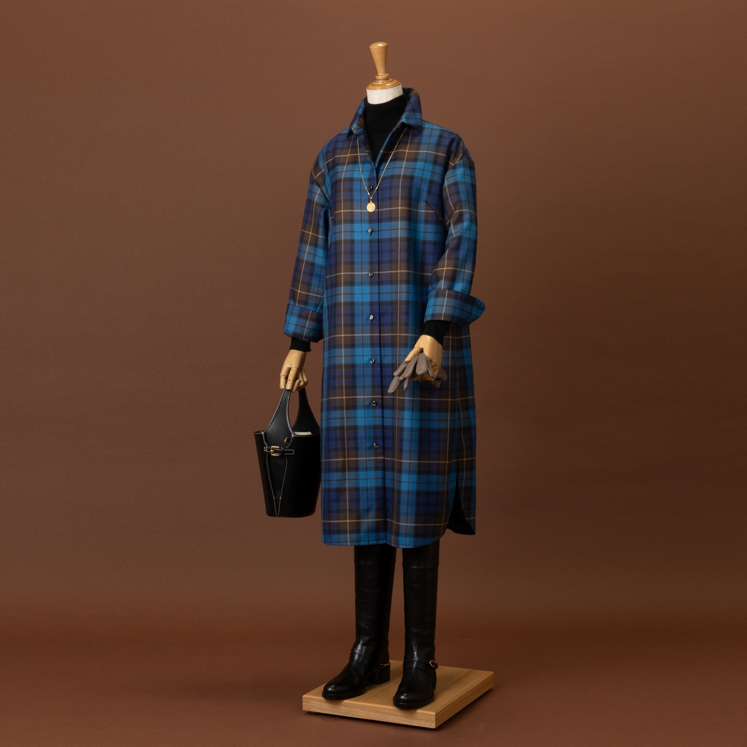 アズイズ　ビーマイセルフ バイ　ネイチャーズ ロキャロン タータンチェック シャツドレス