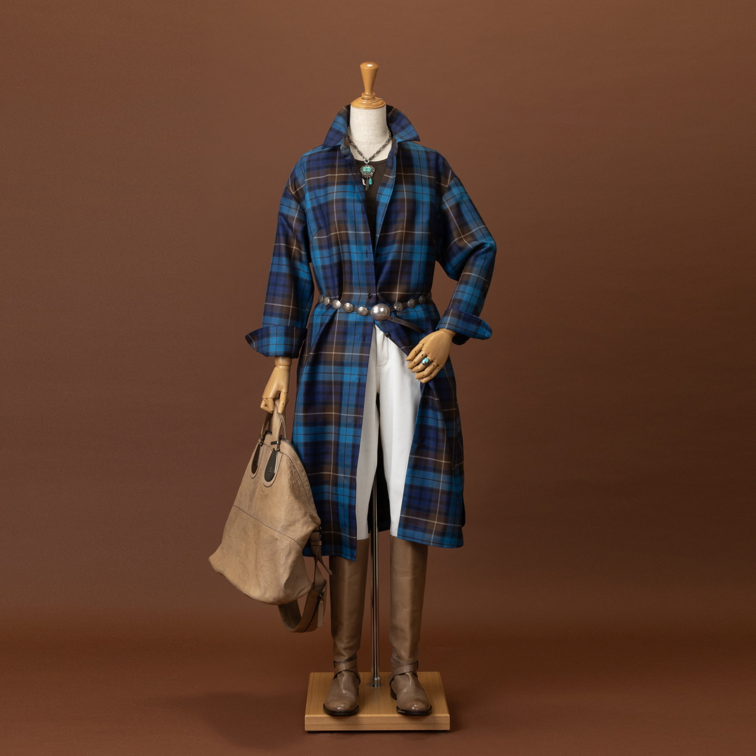 アズイズ　ビーマイセルフ バイ　ネイチャーズ ロキャロン タータンチェック シャツドレス