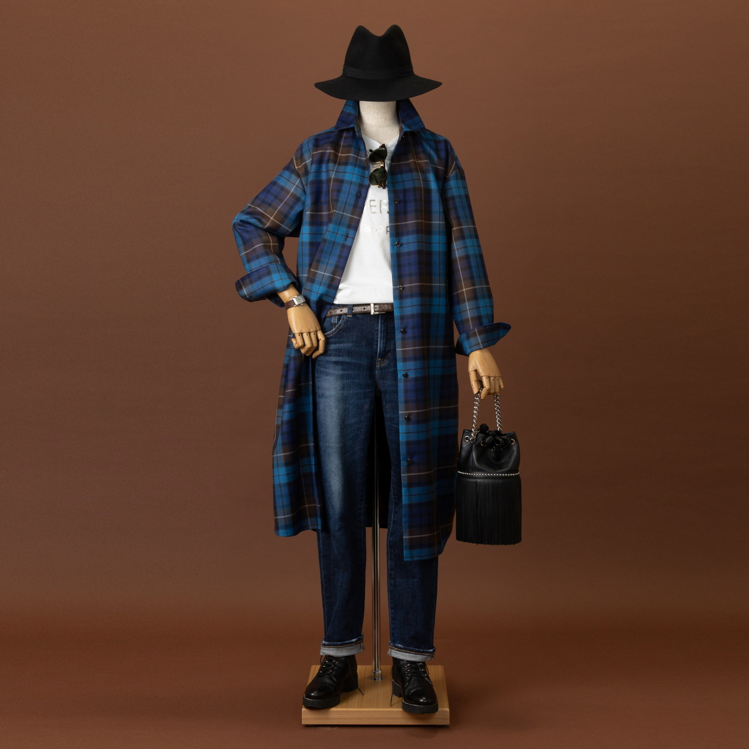 アズイズ　ビーマイセルフ バイ　ネイチャーズ ロキャロン タータンチェック シャツドレス