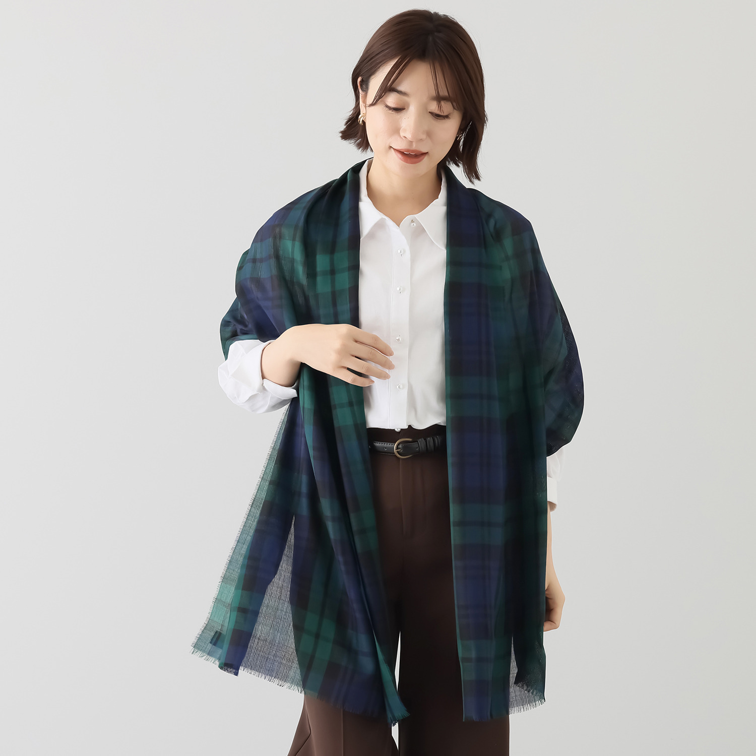 アズイズ　ビーマイセルフ バイ　ネイチャーズ ロキャロン タータンチェック ストール