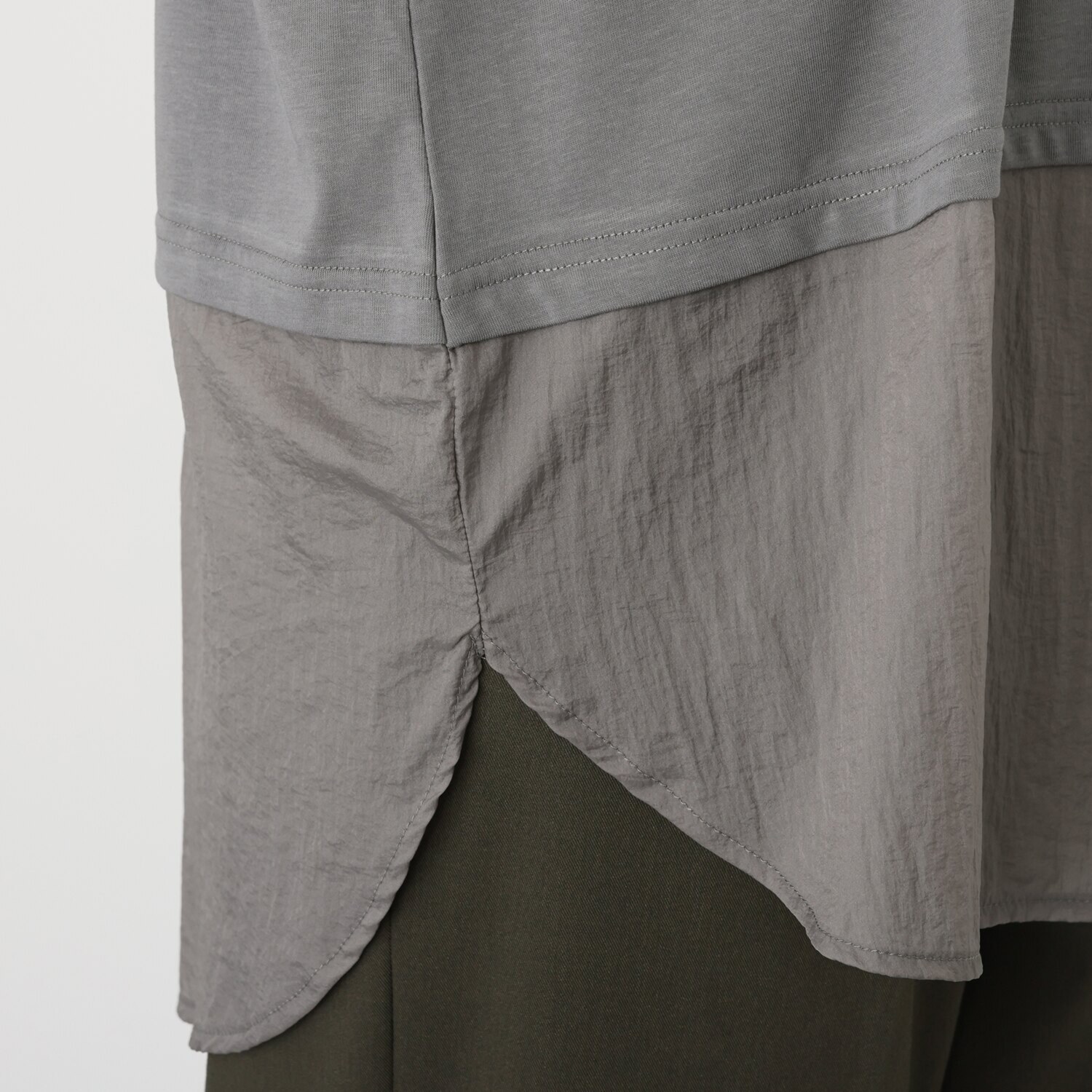 エムエムオー 接触冷感 異素材切替 裾ラウンドタンクトップ